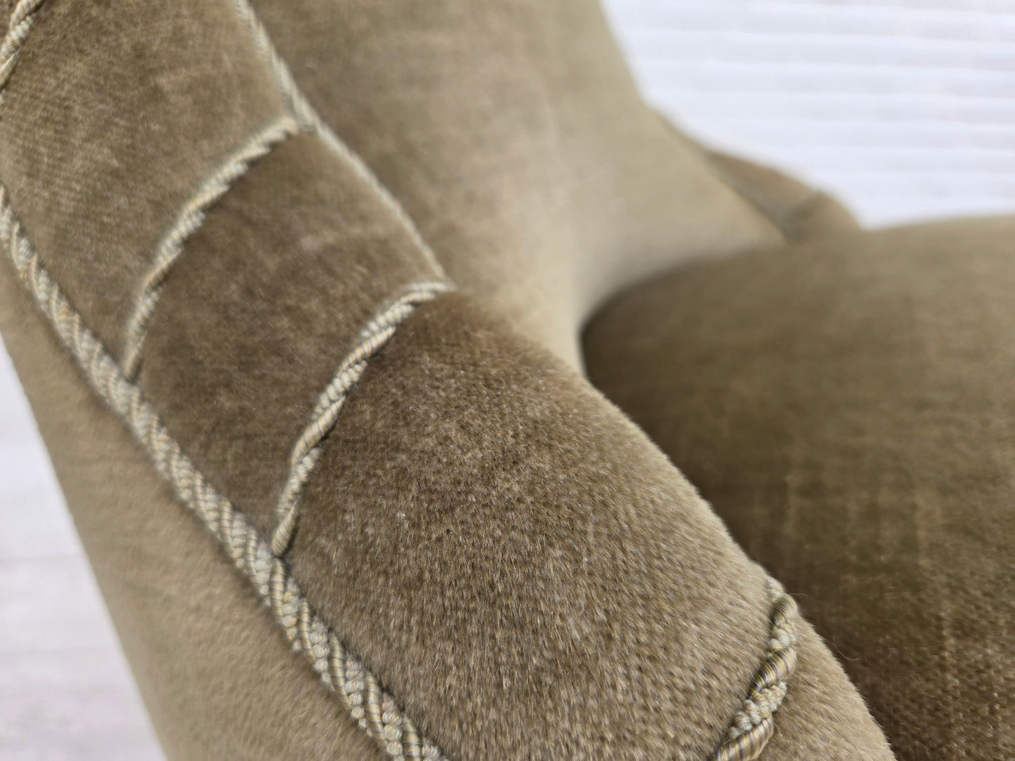 1960s, Danish easy chair, original green furniture velour.
