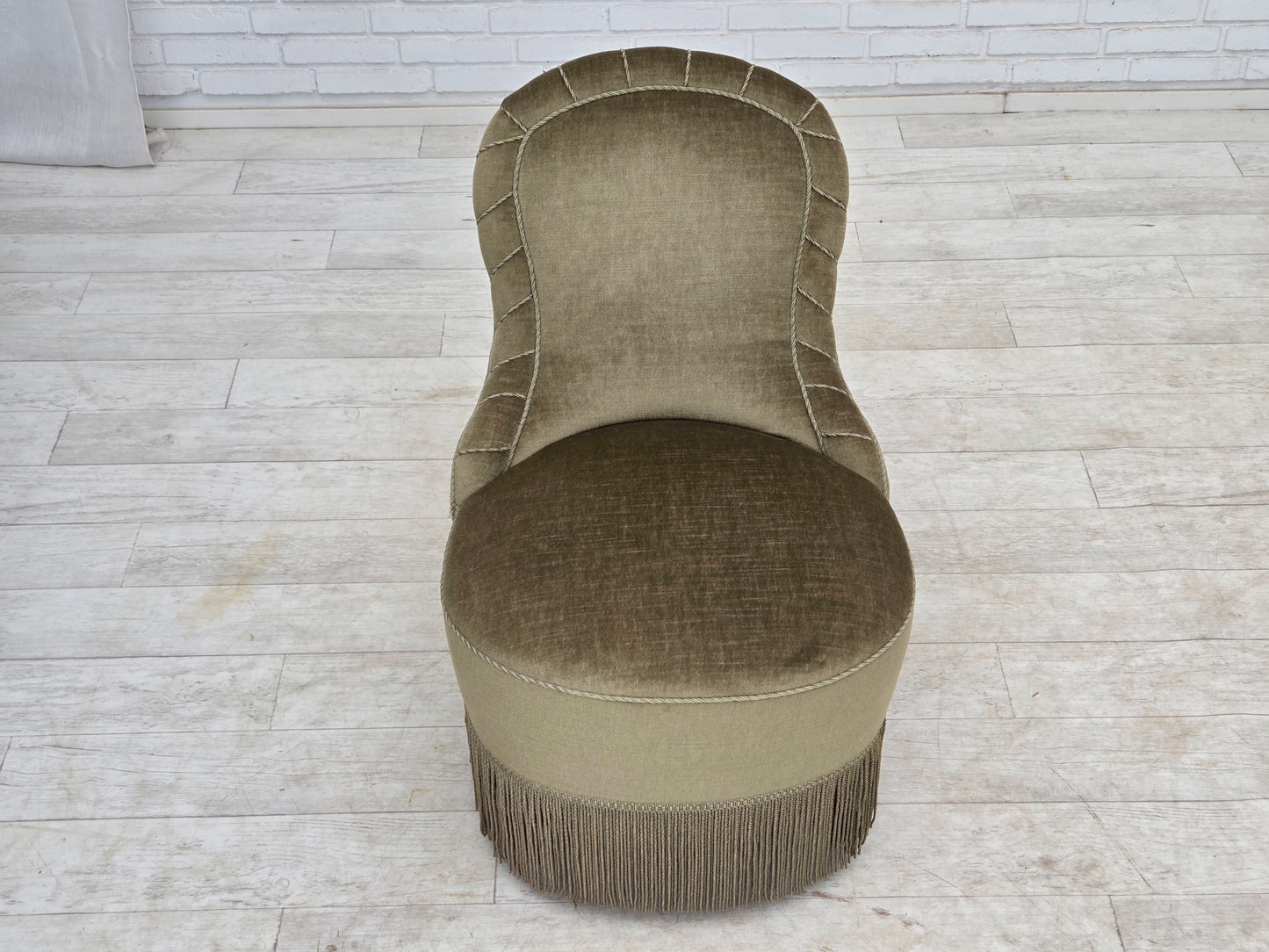 1960s, Danish easy chair, original green furniture velour.