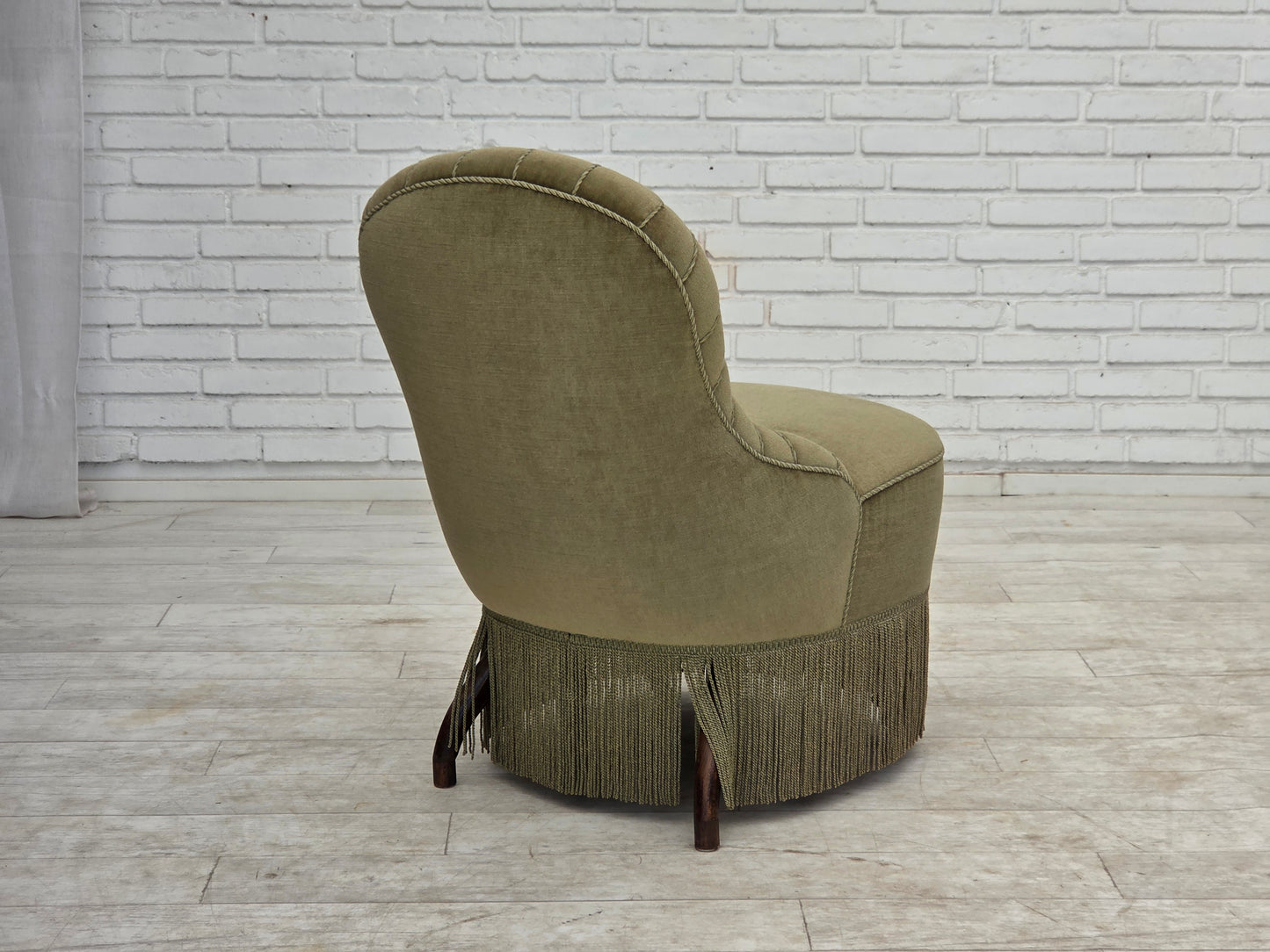 1960s, Danish easy chair, original green furniture velour.