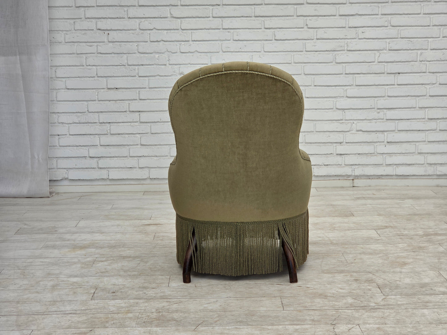 1960s, Danish easy chair, original green furniture velour.