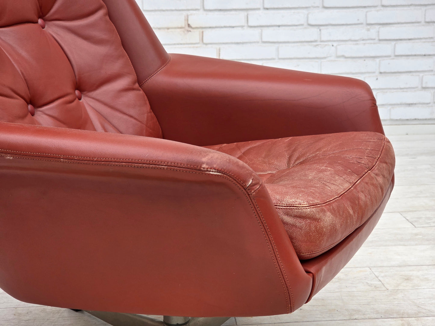 1970s, Danish design by H.W.Klein, swivel armchair, furniture leather.