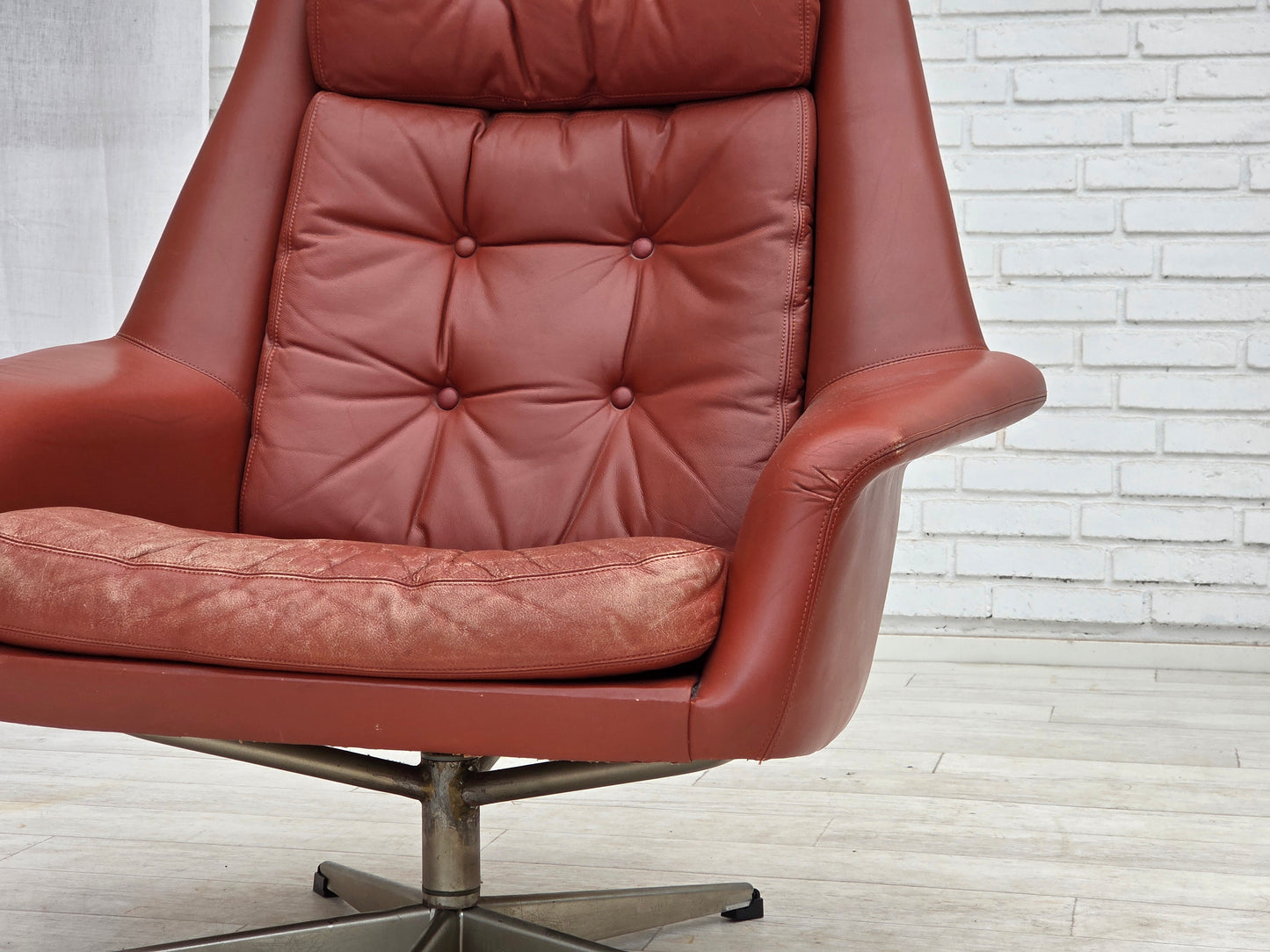 1970s, Danish design by H.W.Klein, swivel armchair, furniture leather.