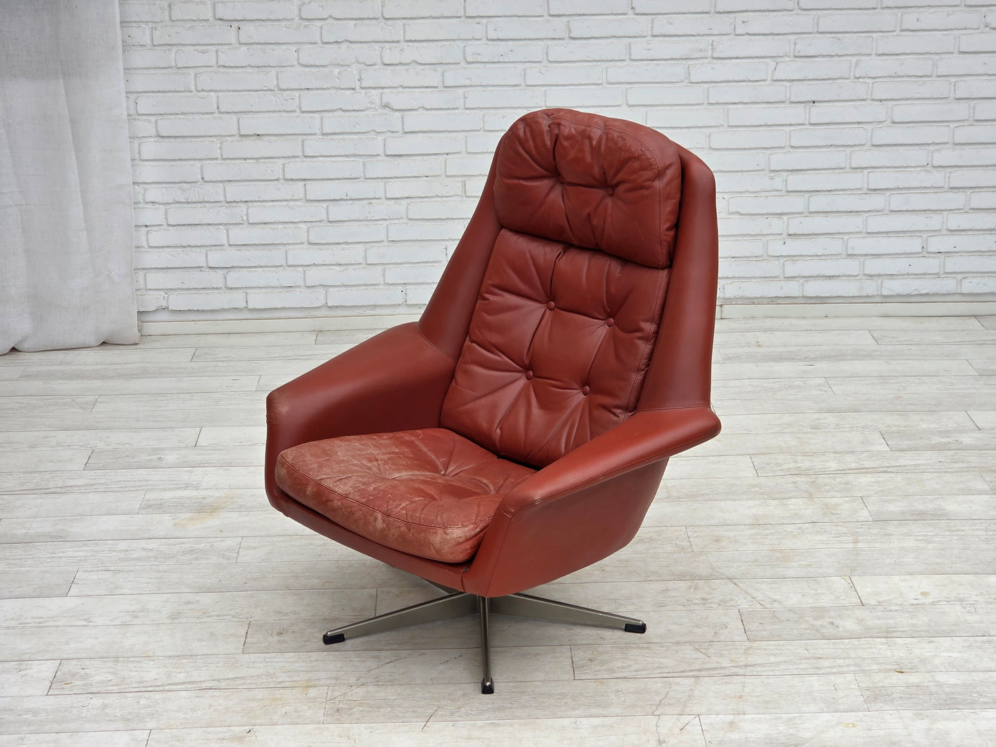1970s, Danish design by H.W.Klein, swivel armchair, furniture leather.