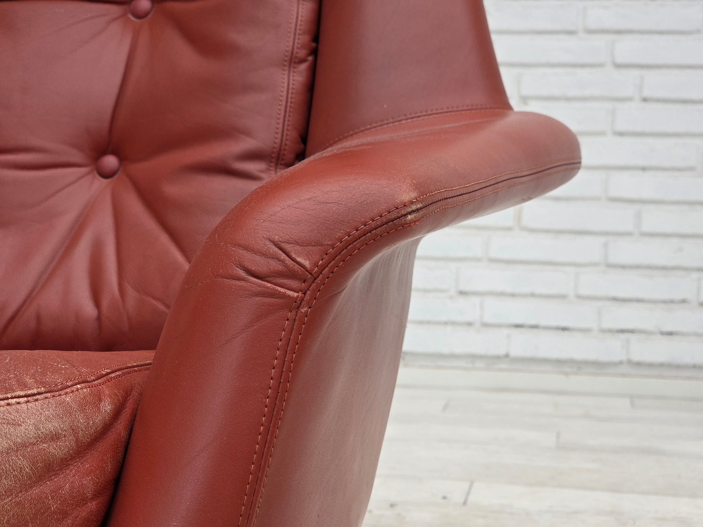 1970s, Danish design by H.W.Klein, swivel armchair, furniture leather.