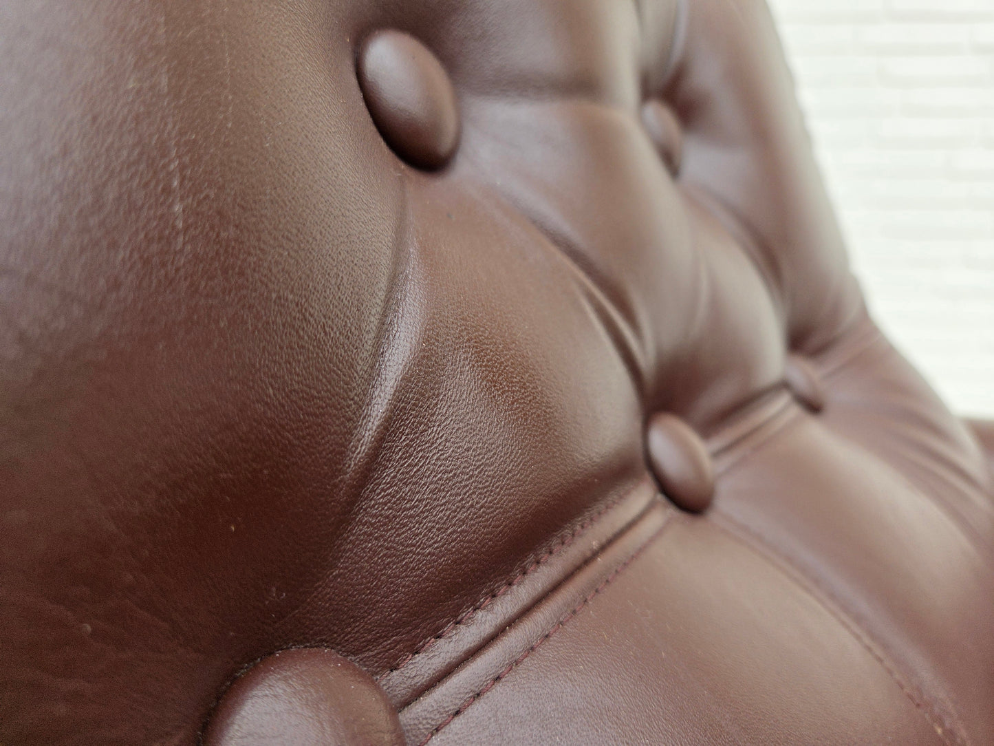 1970s, Danish armchair, original brown furniture leather.