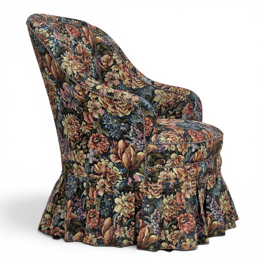 1960s, Danish cocktail lounge chair, furniture jacquard fabric.
