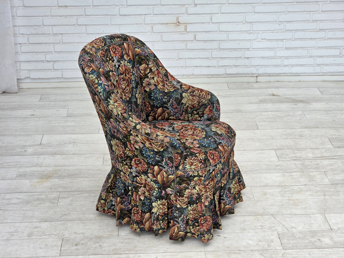 1960s, Danish cocktail lounge chair, furniture jacquard fabric.