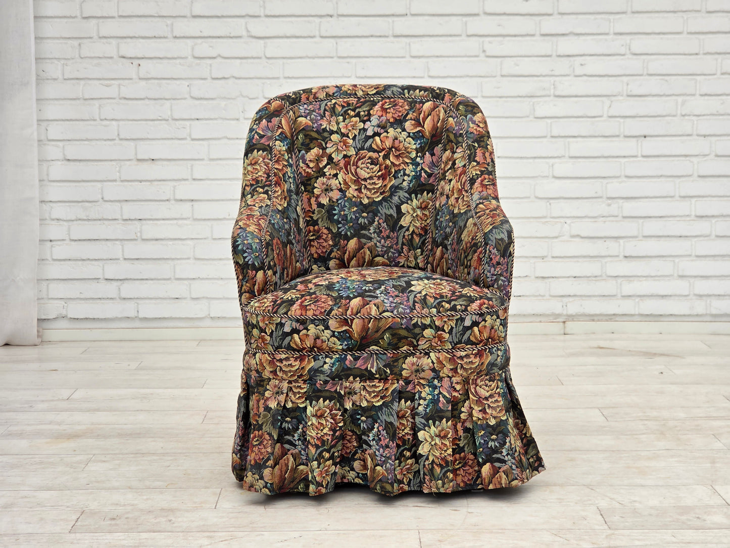 1960s, Danish cocktail lounge chair, furniture jacquard fabric.