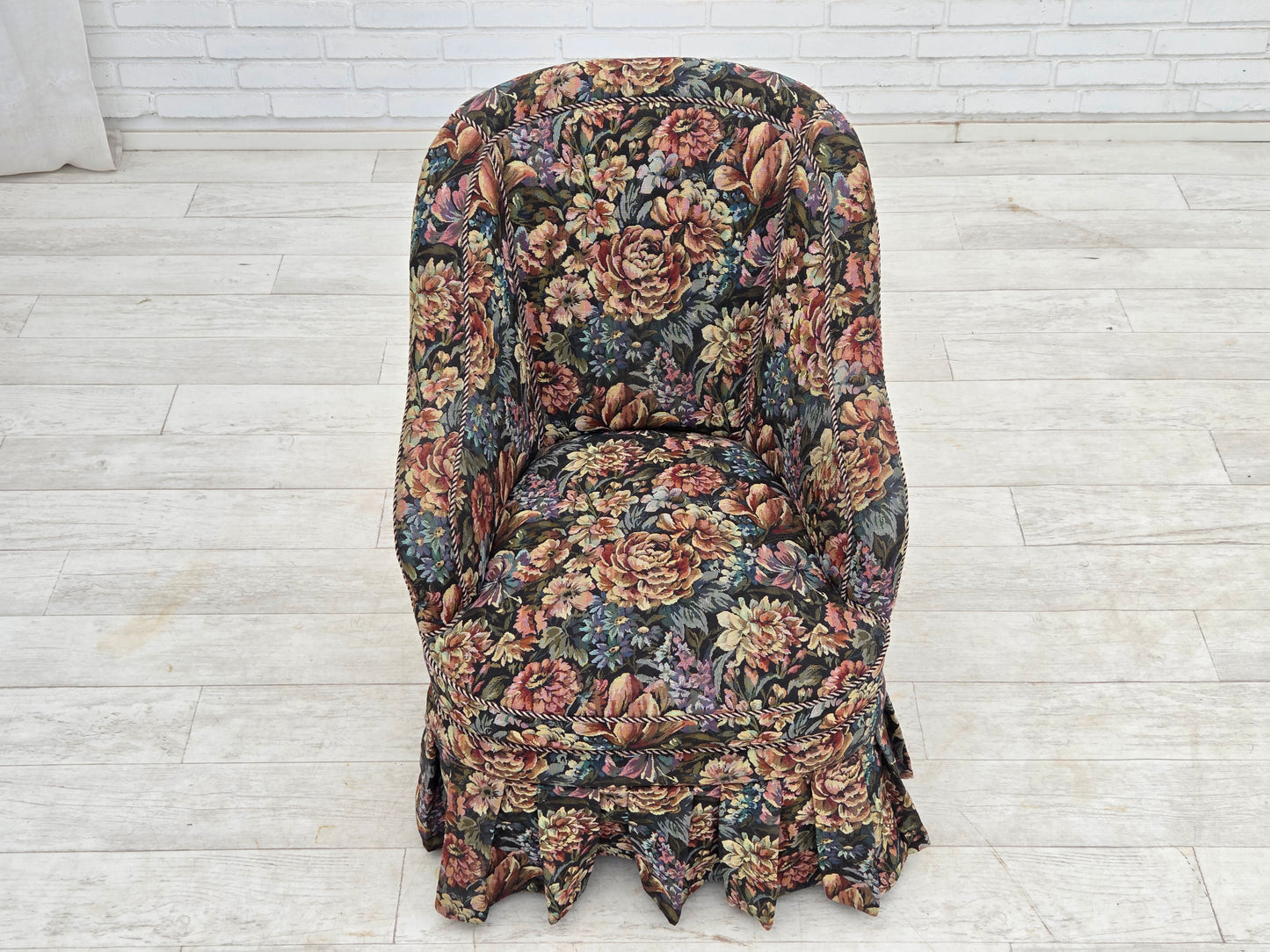 1960s, Danish cocktail lounge chair, furniture jacquard fabric.