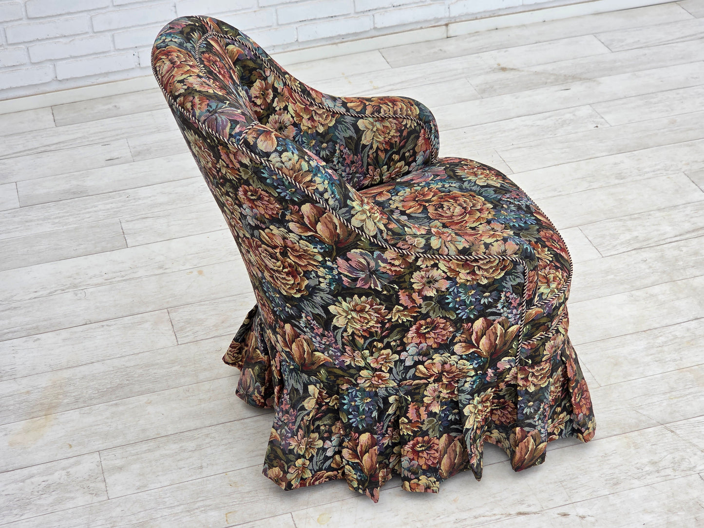 1960s, Danish cocktail lounge chair, furniture jacquard fabric.