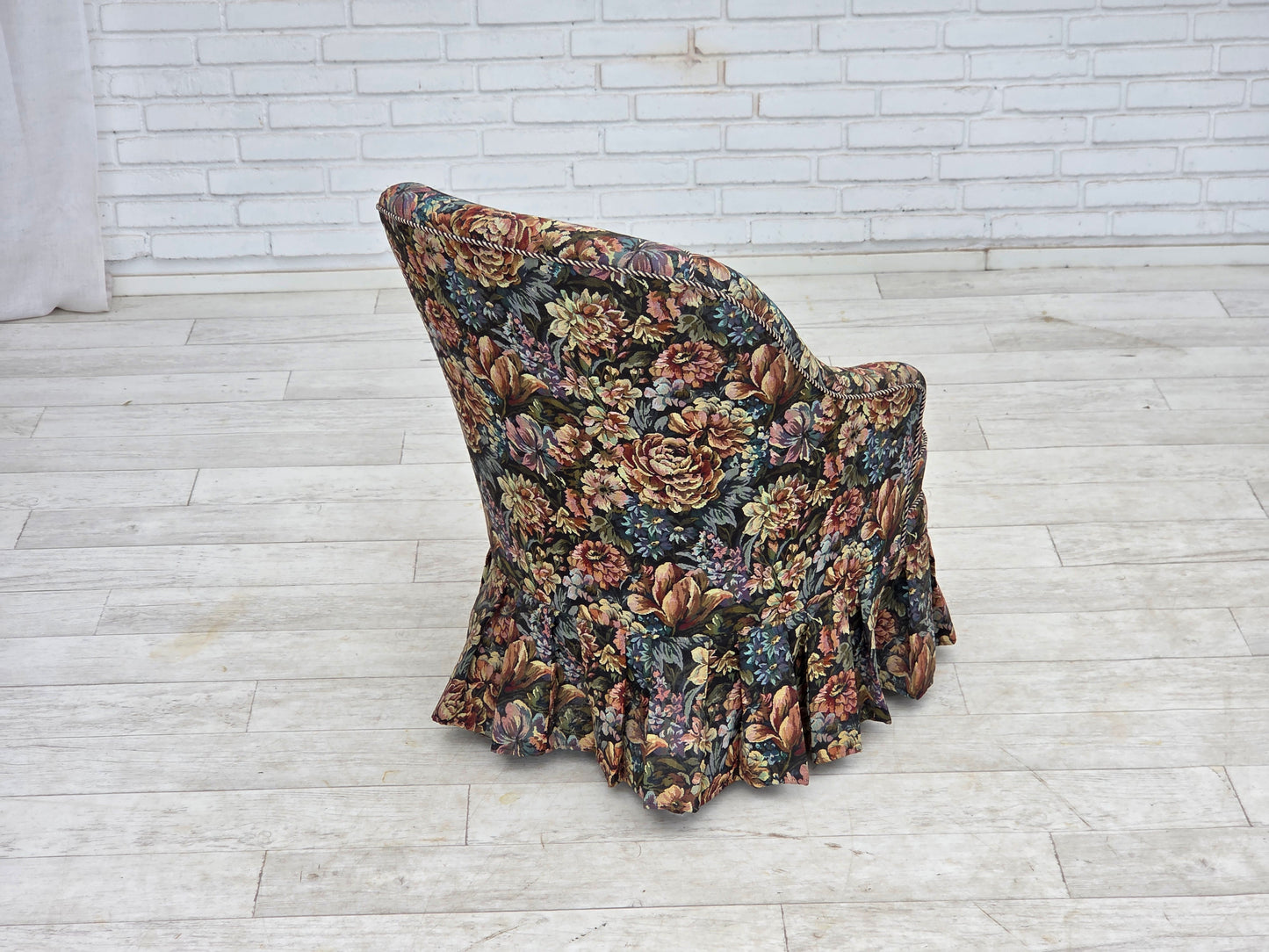 1960s, Danish cocktail lounge chair, furniture jacquard fabric.