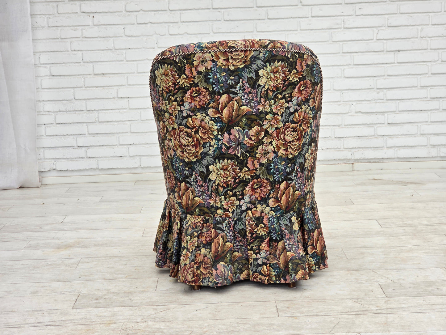 1960s, Danish cocktail lounge chair, furniture jacquard fabric.