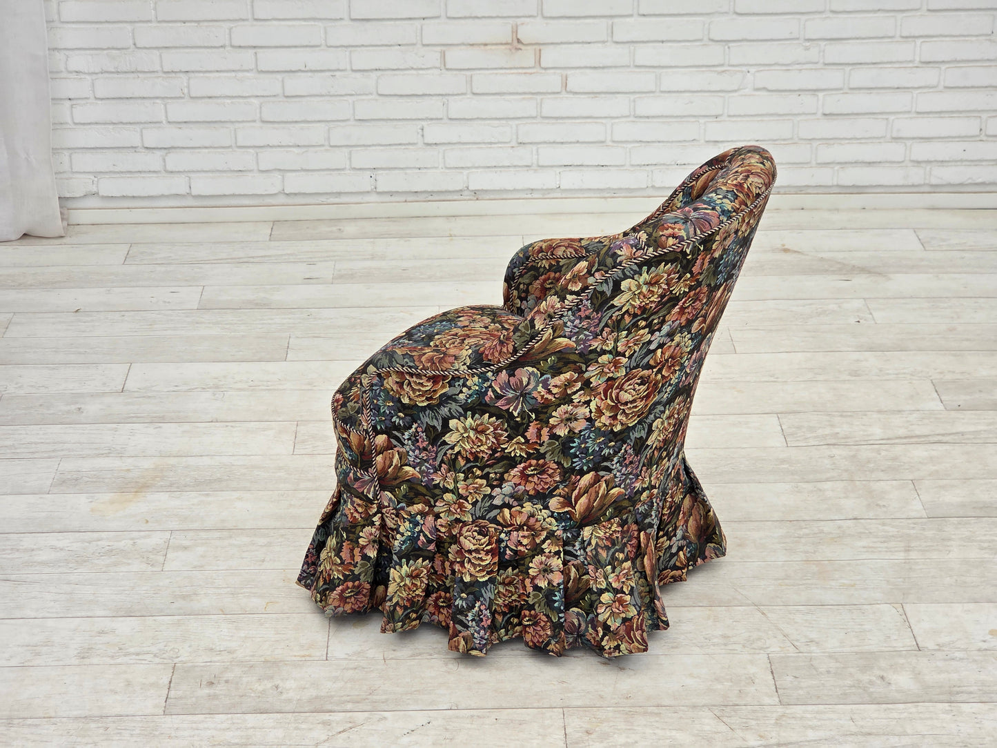1960s, Danish cocktail lounge chair, furniture jacquard fabric.