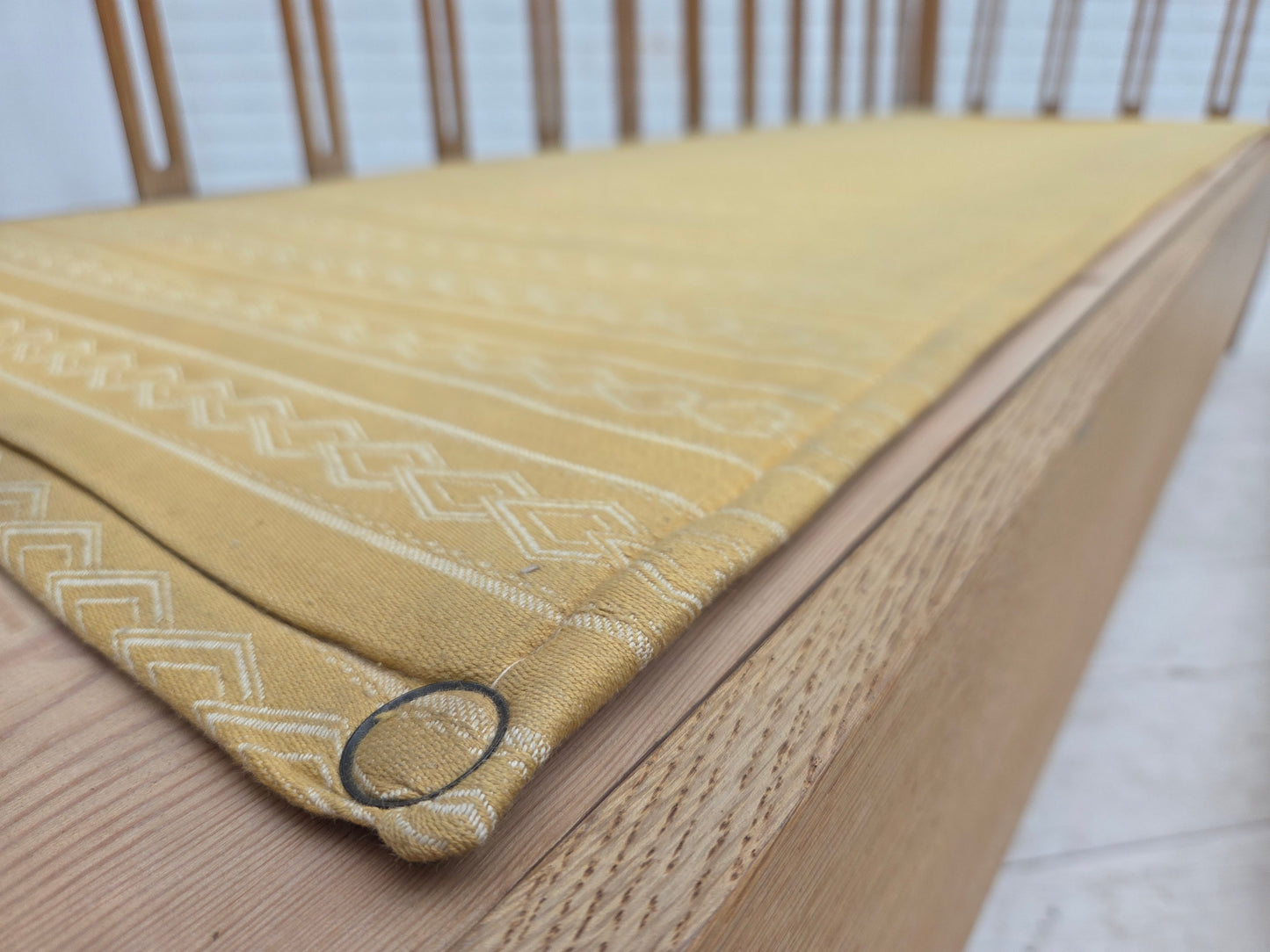 1970s, Swedish drop arm sofa/daybed, furniture fabric, oak wood.