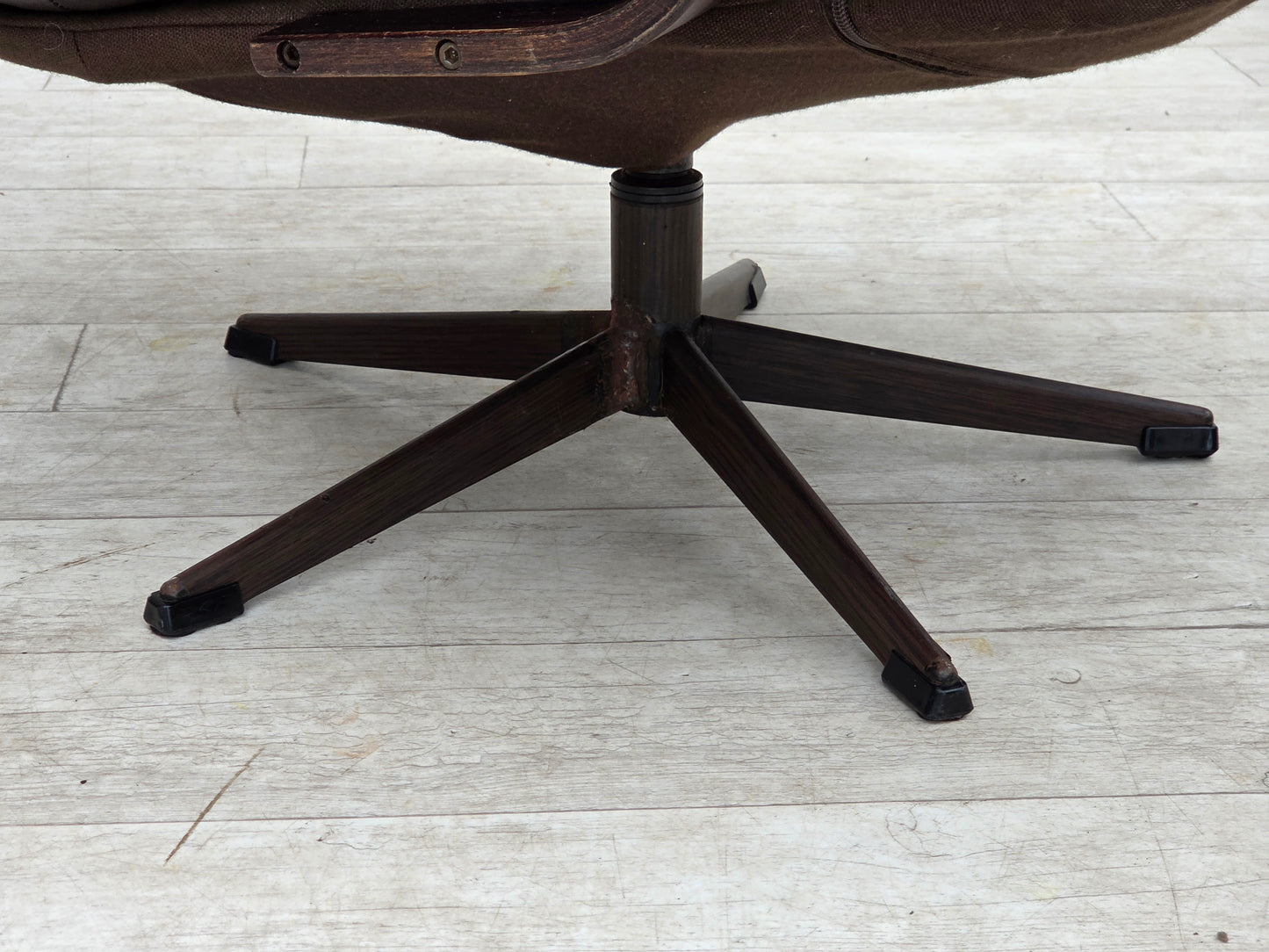 1970s, Scandinavian swivel armchair, original patchwork furniture leather.