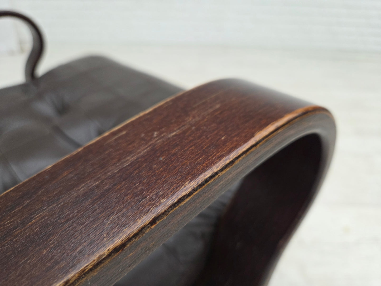 1970s, Scandinavian swivel armchair, original patchwork furniture leather.