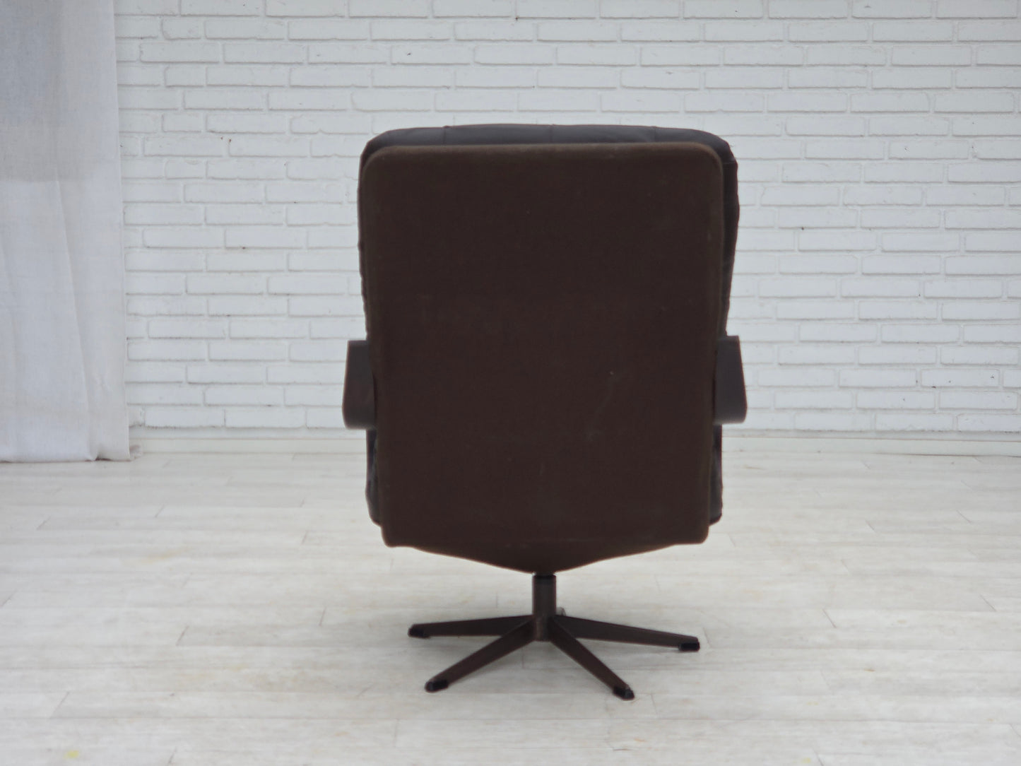1970s, Scandinavian swivel armchair, original patchwork furniture leather.