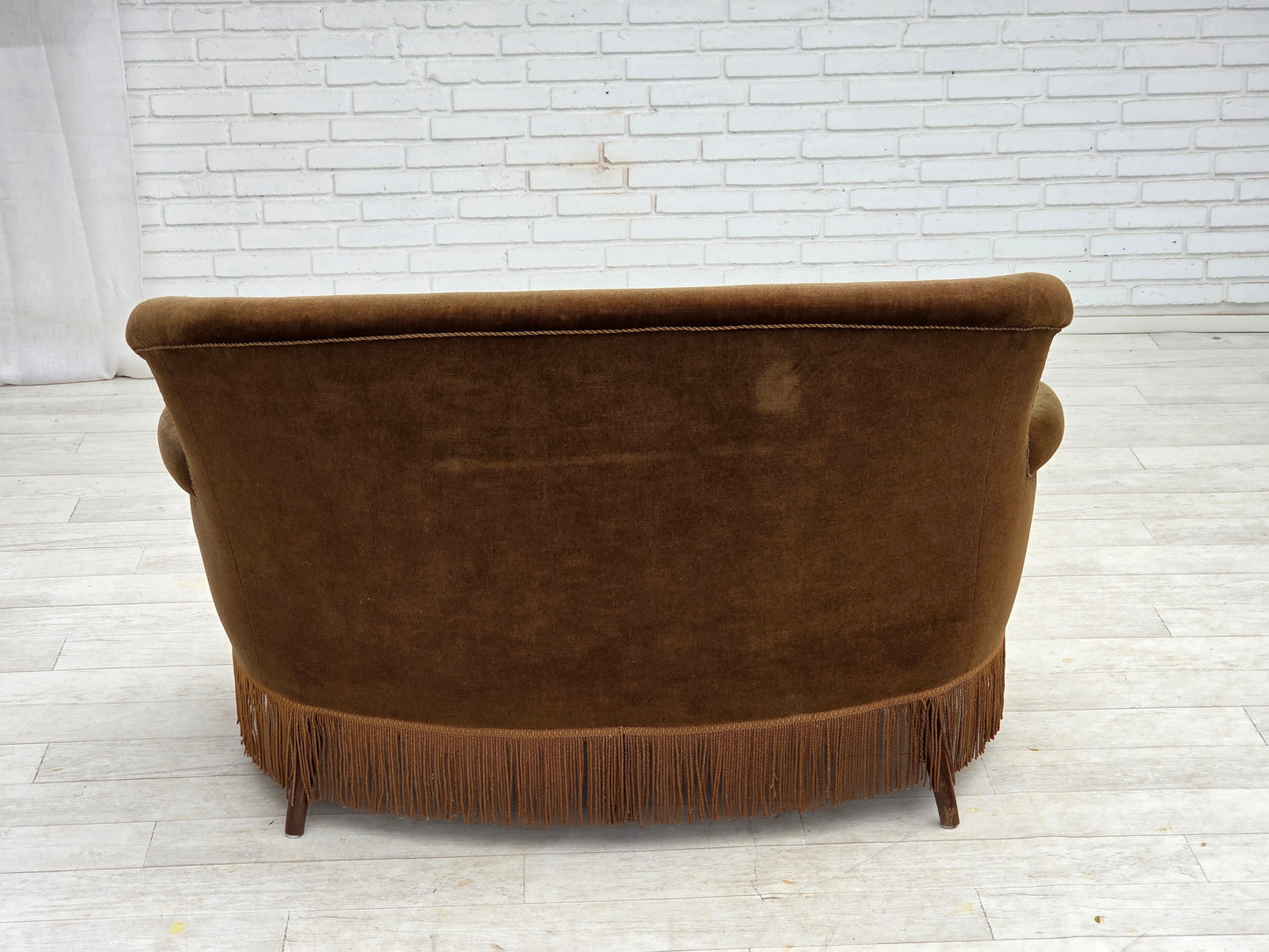 1960s, Danish 2-seater sofa, original green furniture velour.