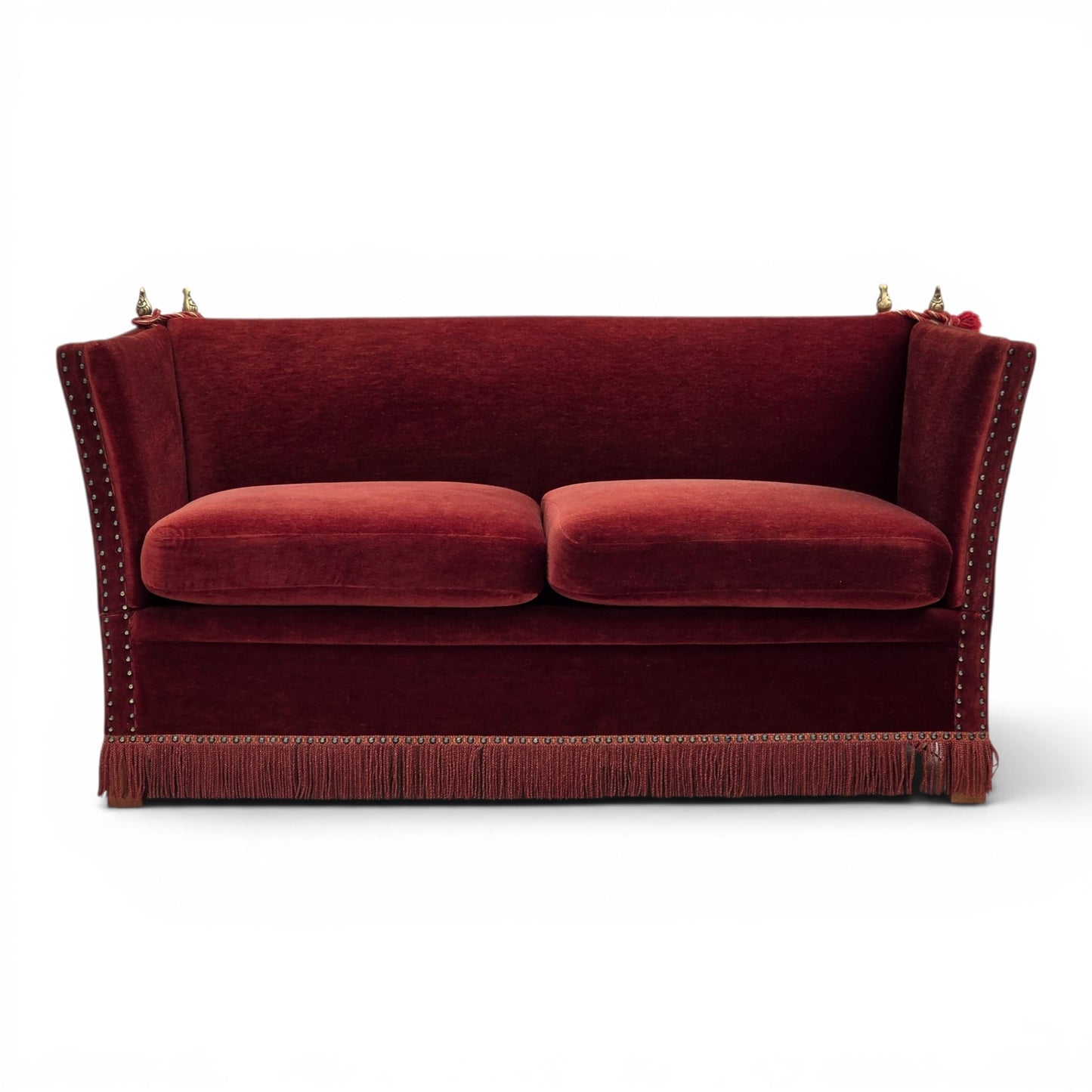 1970s, Danish 2-seater drop arm "Spanish" sofa, furniture velour.