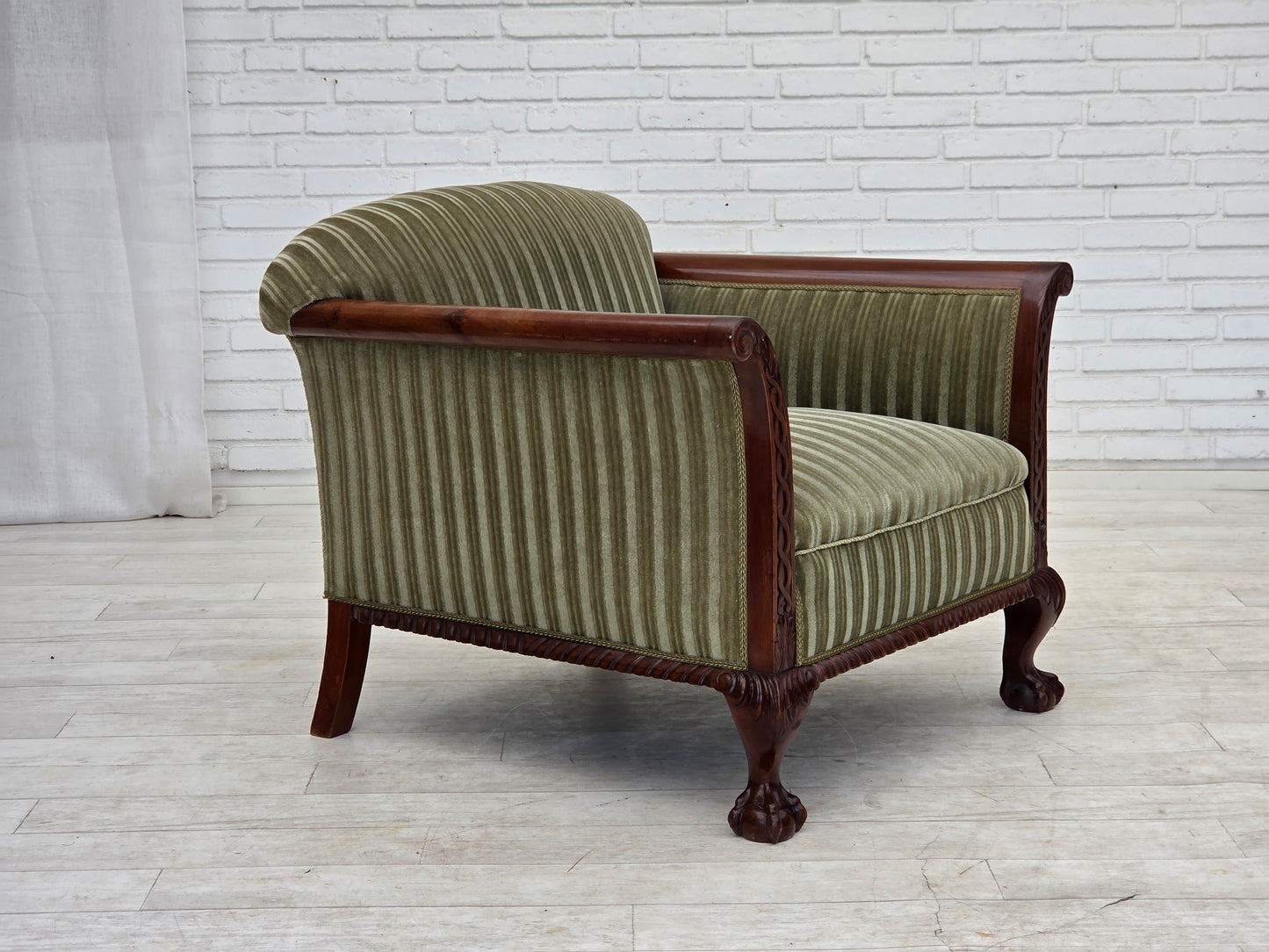 1950s, Danish armchair, furniture velour, teak wood.