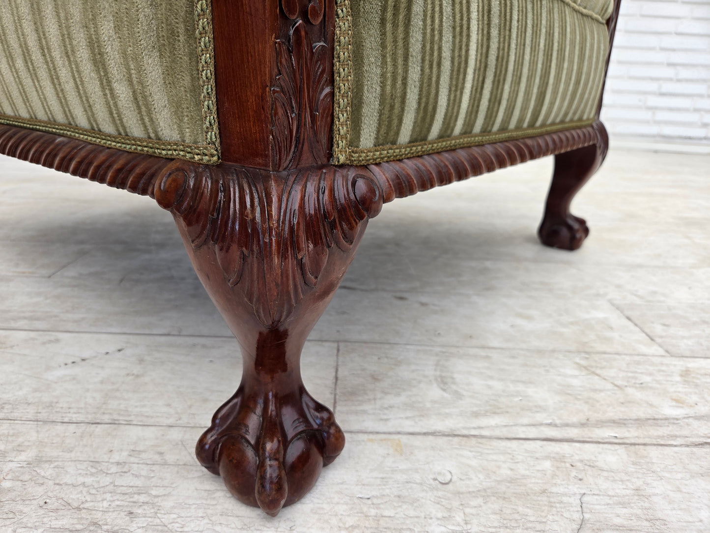 1950s, Danish armchair, furniture velour, teak wood.