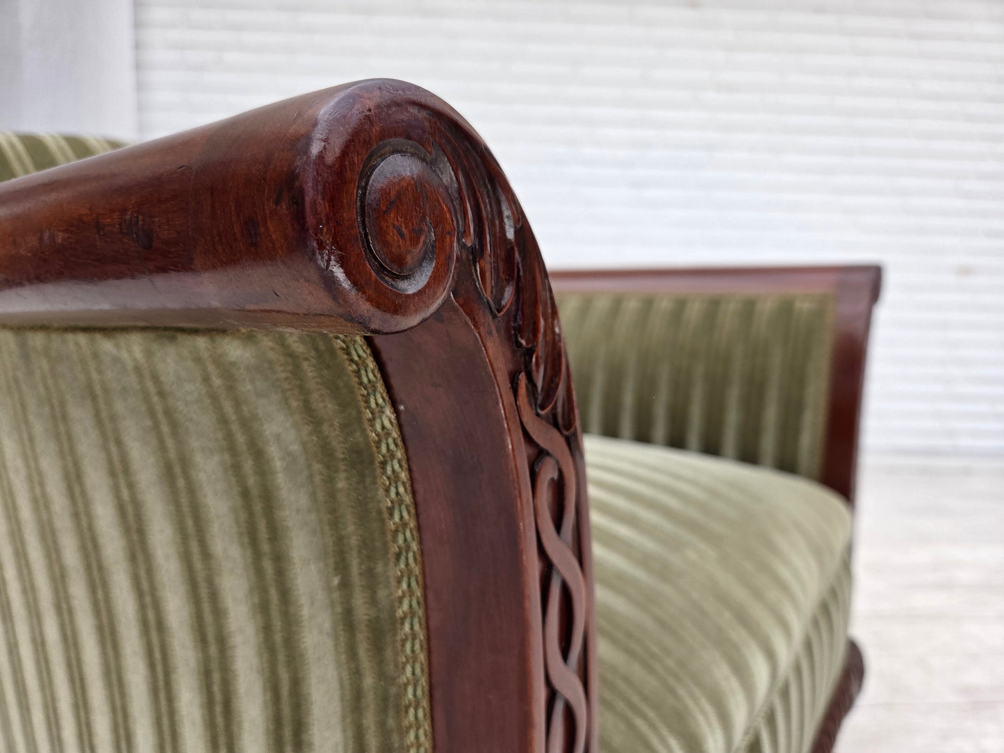 1950s, Danish armchair, furniture velour, teak wood.