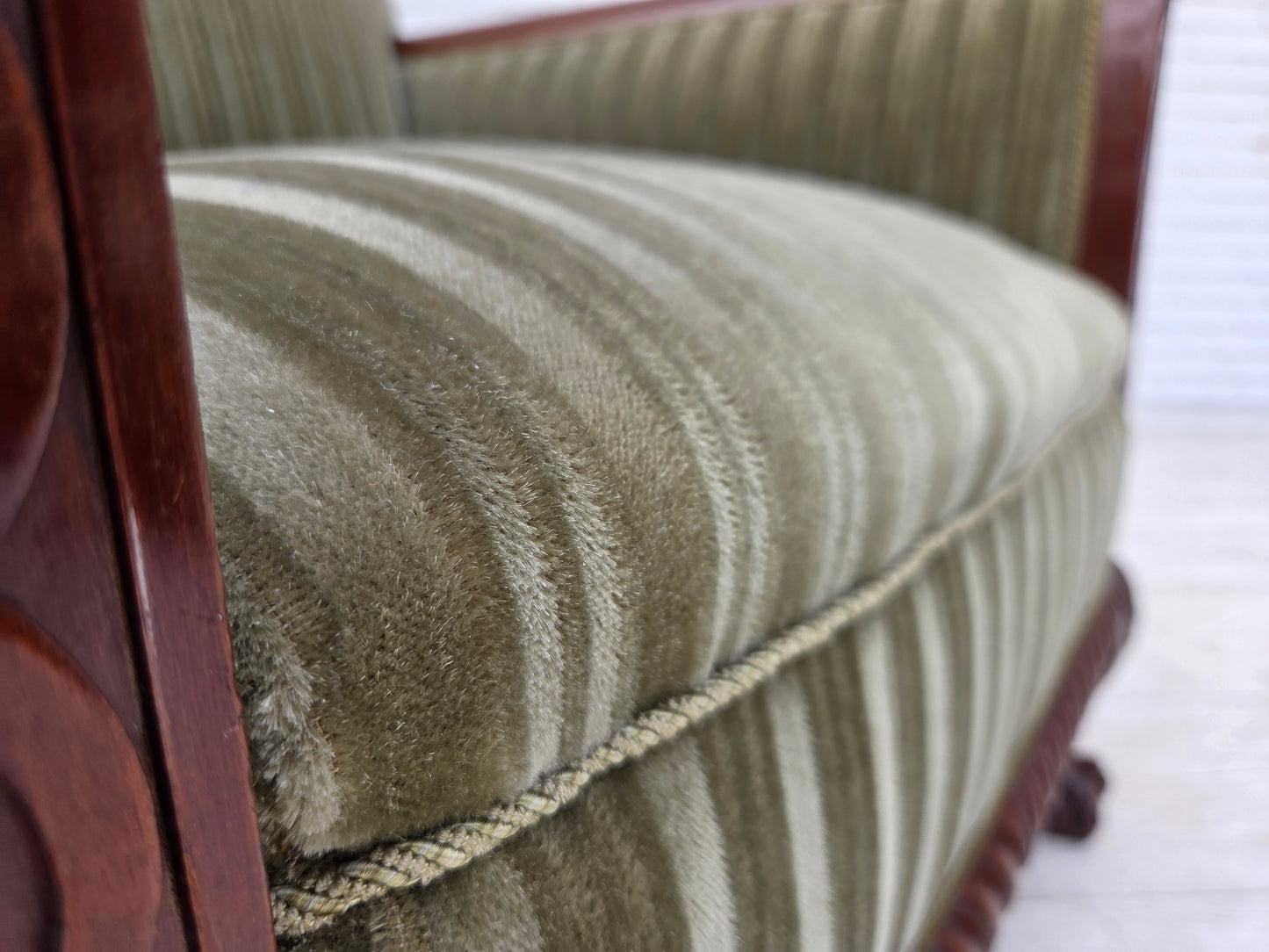 1950s, Danish armchair, furniture velour, teak wood.