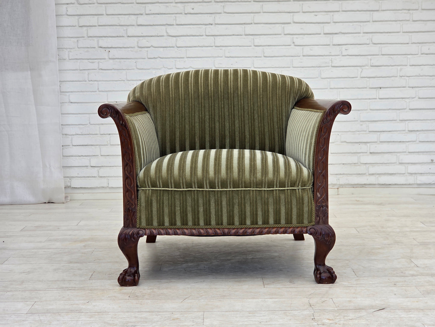 1950s, Danish armchair, furniture velour, teak wood.