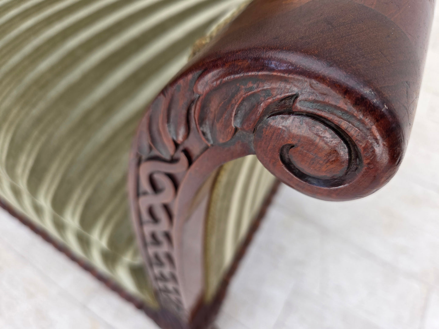 1950s, Danish armchair, furniture velour, teak wood.