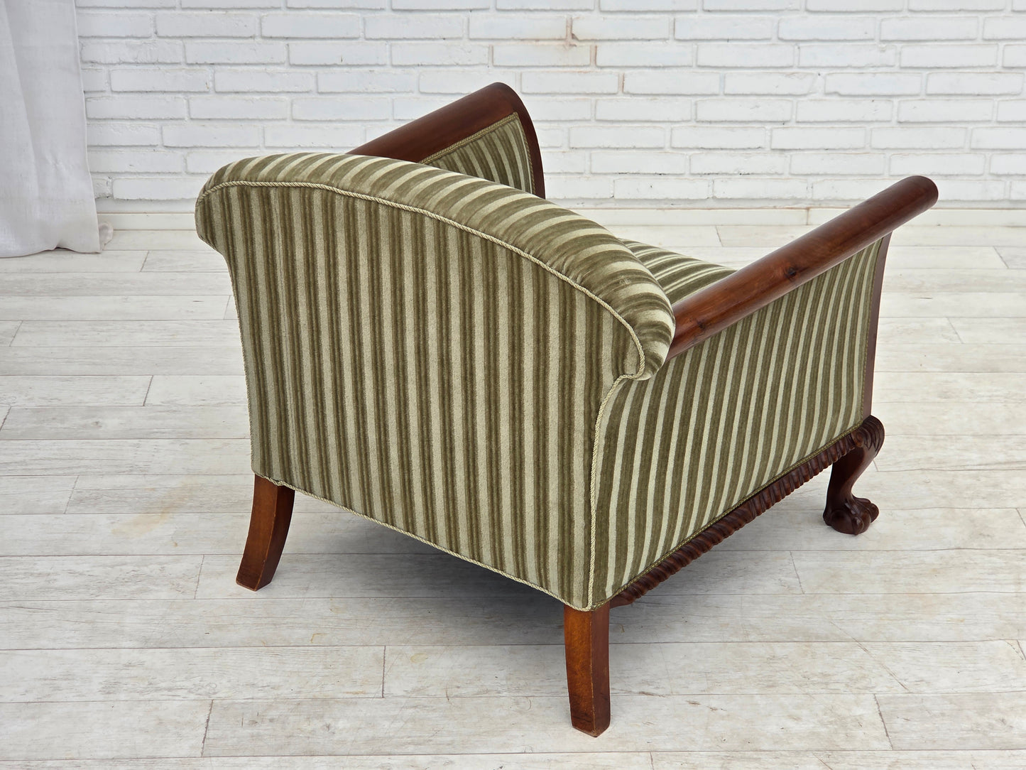 1950s, Danish armchair, furniture velour, teak wood.