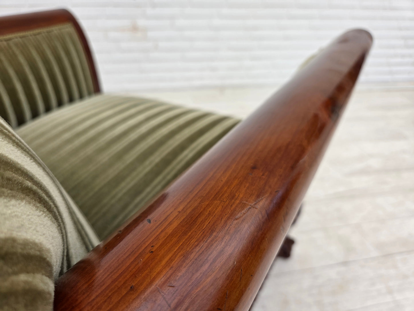 1950s, Danish armchair, furniture velour, teak wood.