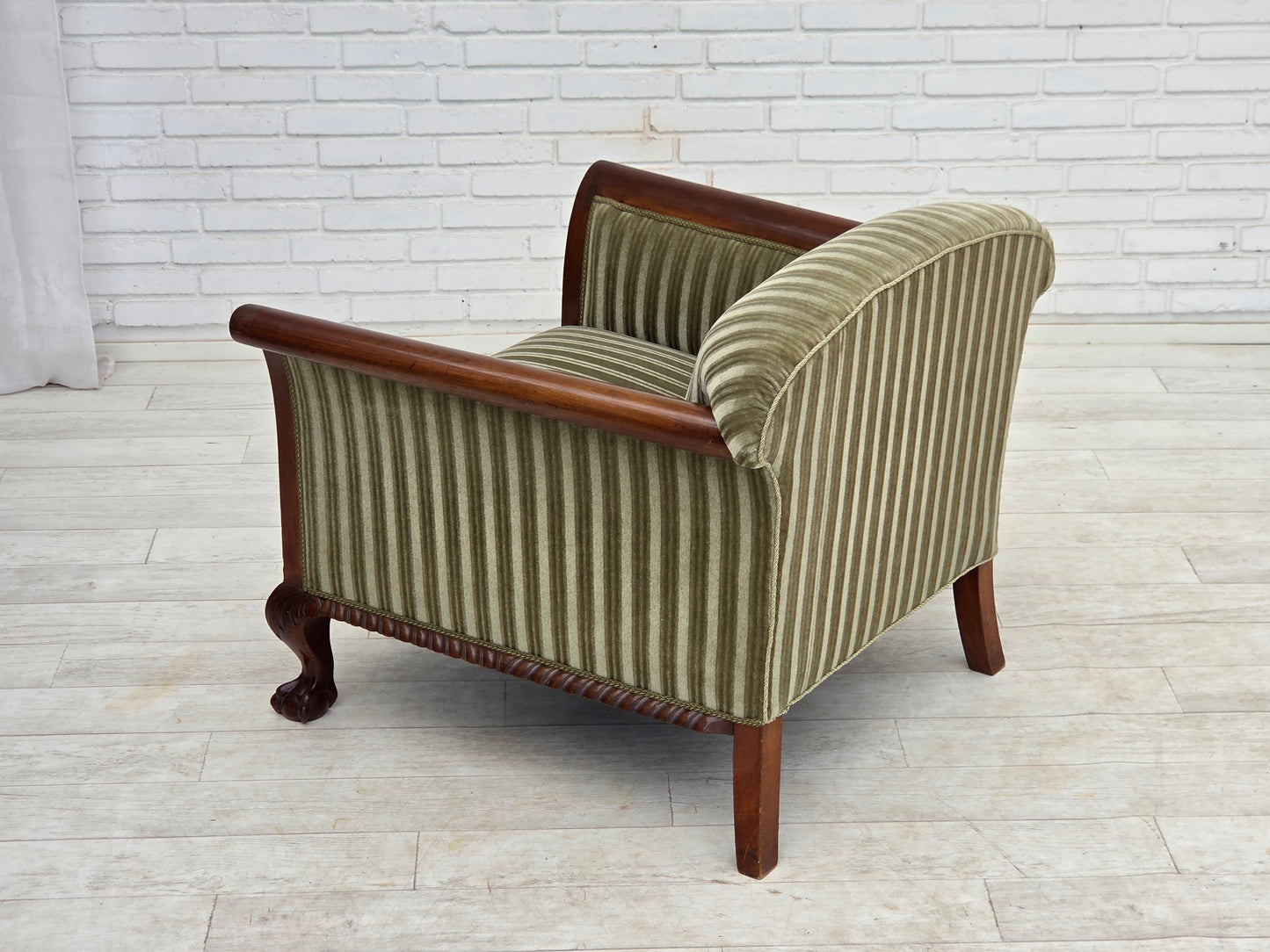 1950s, Danish armchair, furniture velour, teak wood.