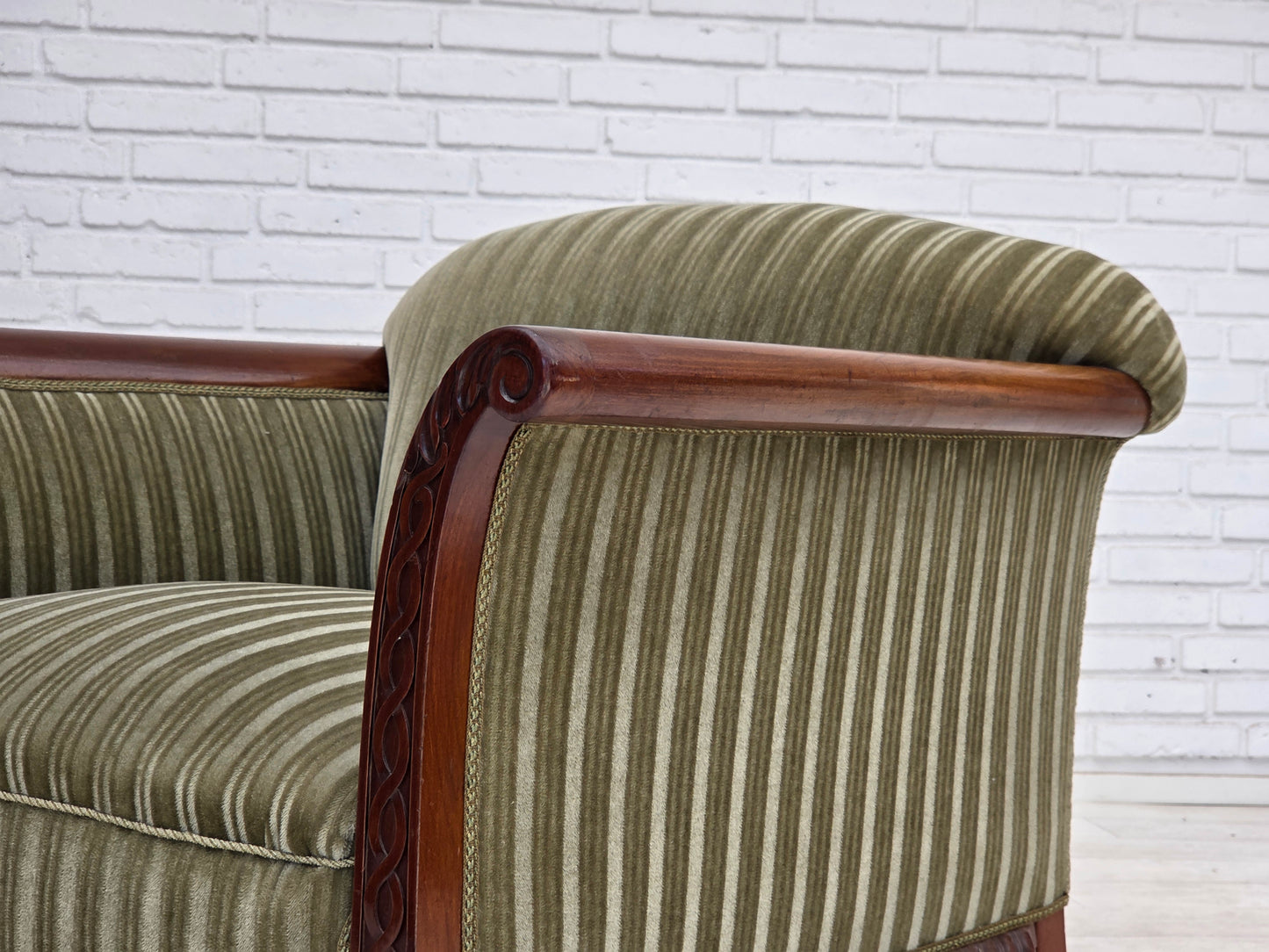 1950s, Danish armchair, furniture velour, teak wood.