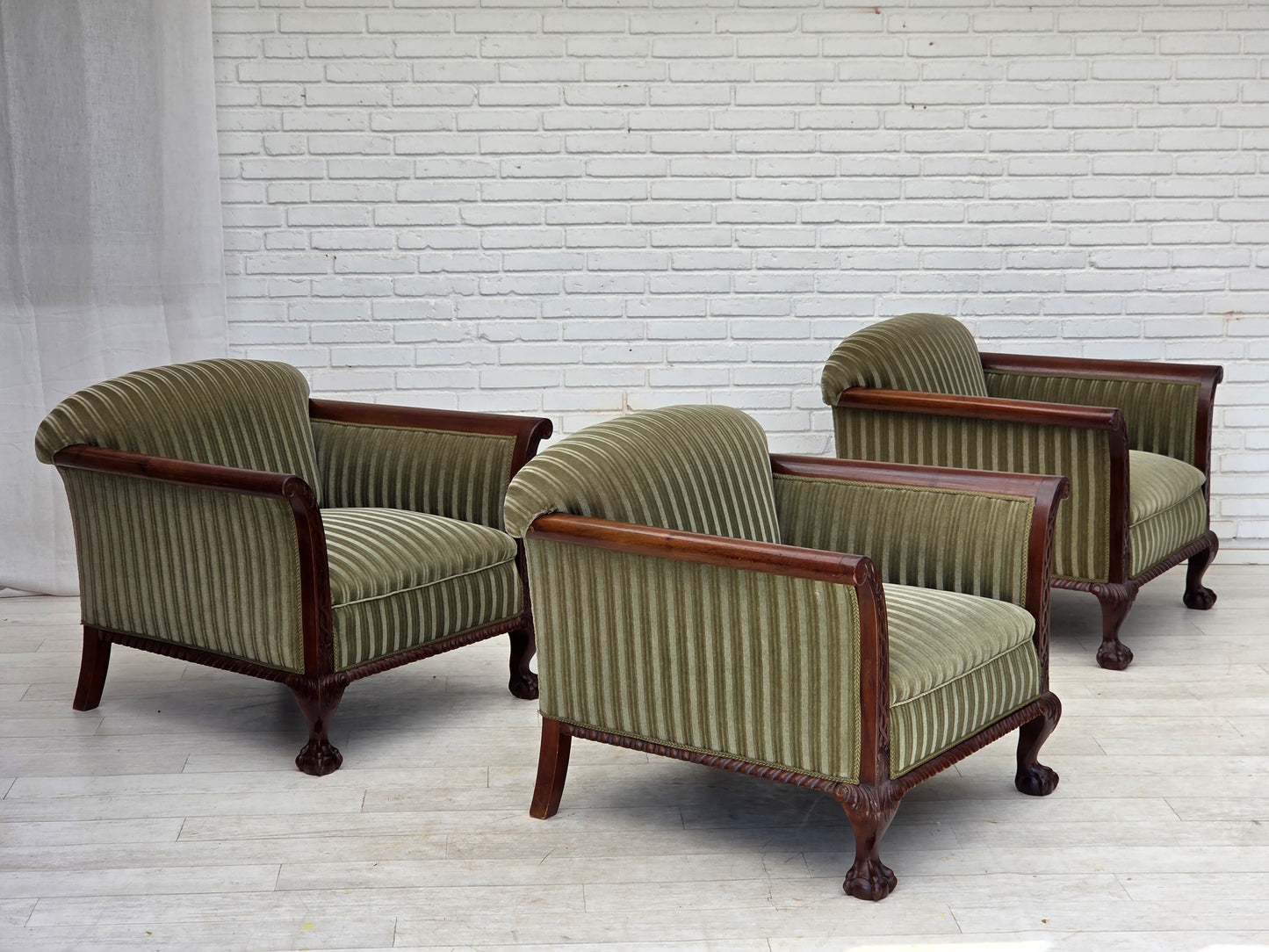 1950s, Danish armchair, furniture velour, teak wood.