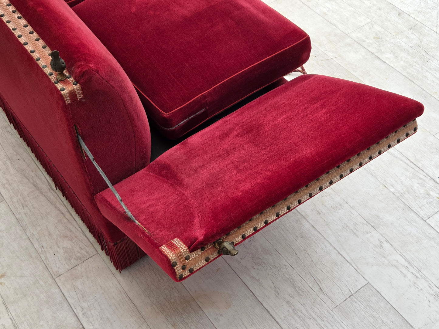 1970s, Danish 2-seater drop arm sofa, furniture velour.