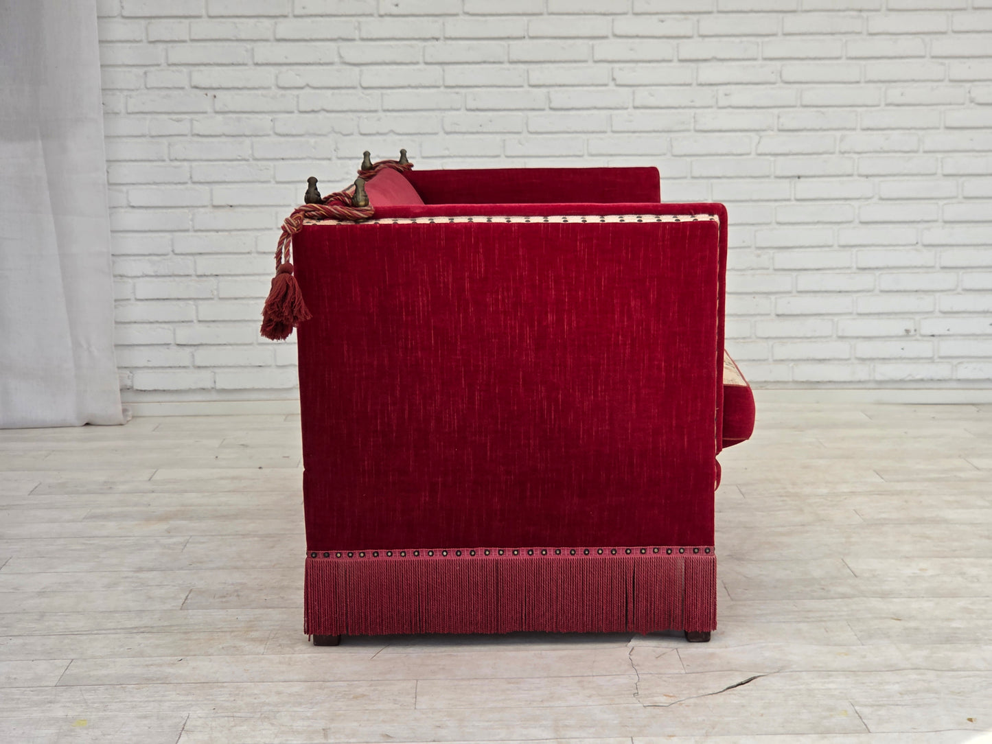 1970s, Danish 2-seater drop arm sofa, furniture velour.