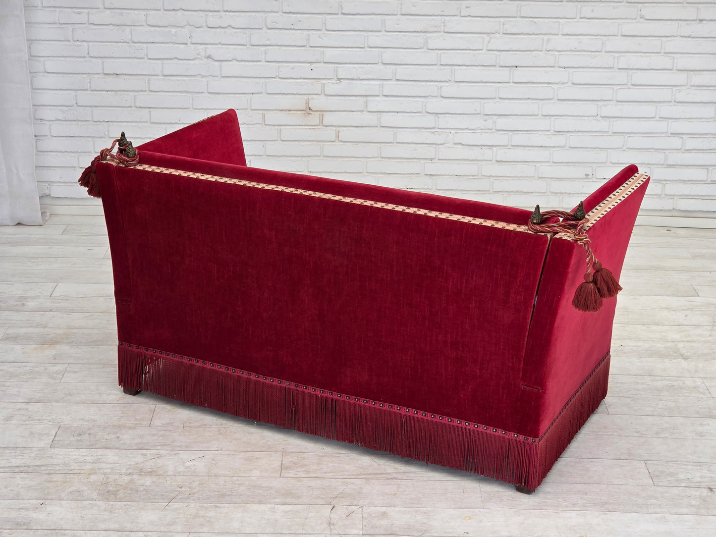1970s, Danish 2-seater drop arm sofa, furniture velour.