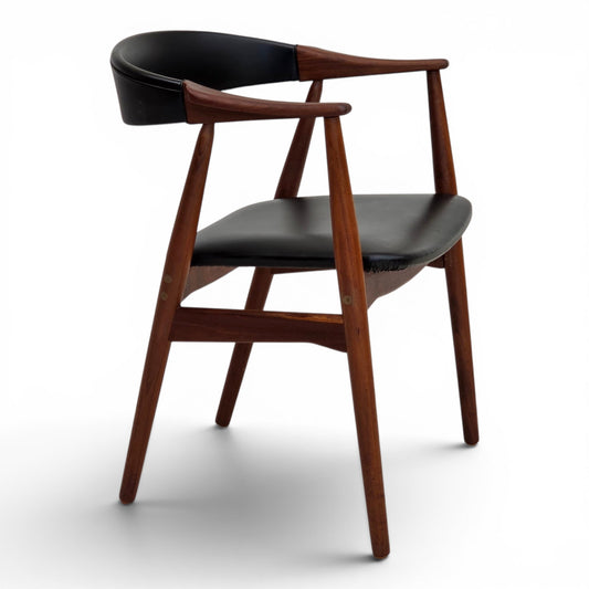 1960s, Danish armchair, teak wood, black artificial leather.