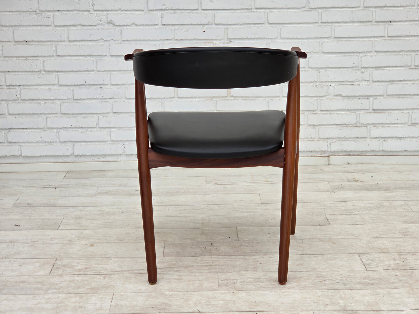 1960s, Danish armchair, teak wood, black artificial leather.