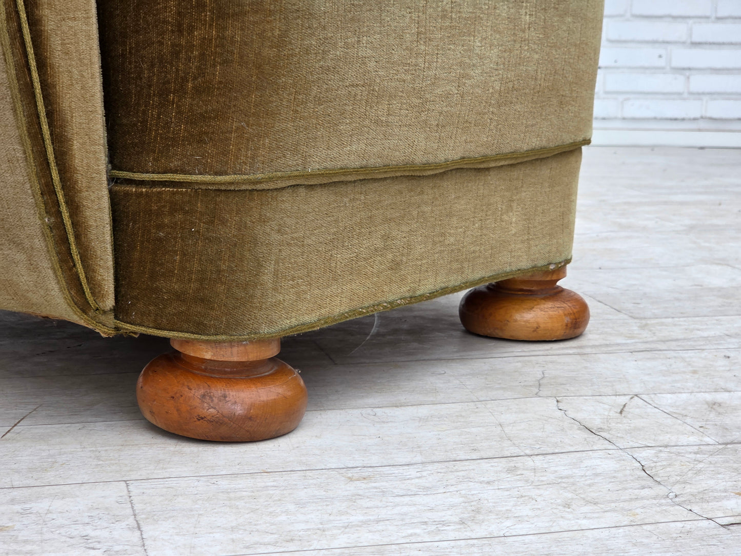 1960s, Danish highback relax armchair, green furniture velour.