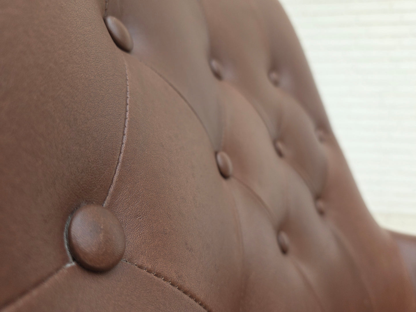 1970s, Danish armchair, original brown furniture leather.