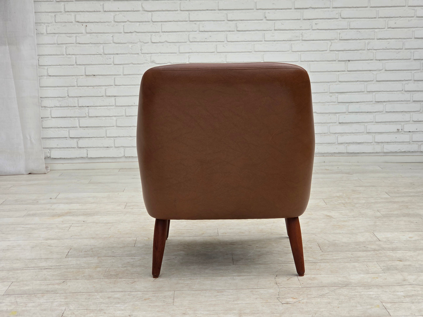 1970s, Danish armchair, artificial leather, teak wood legs.