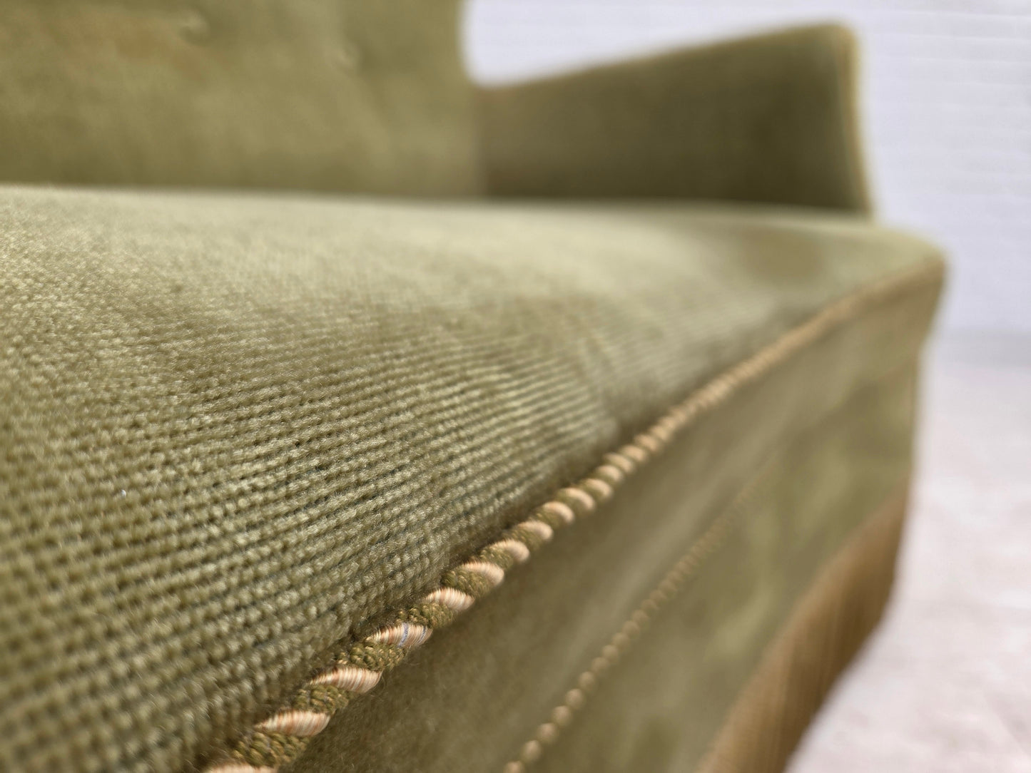 1970s, Danish 2-seater sofa, light green furniture velour.
