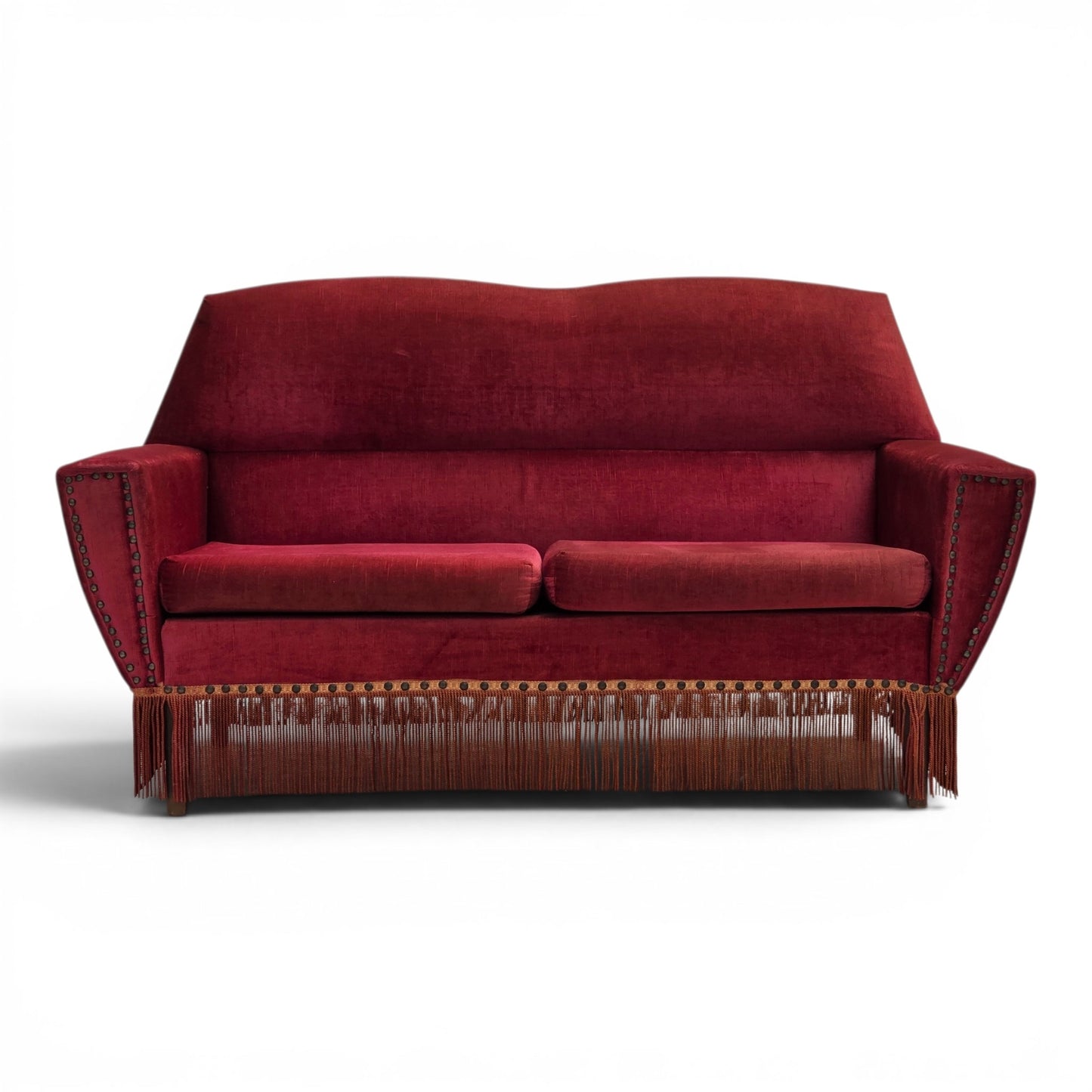 1970s, Danish 2-seater sofa, red furniture velour.