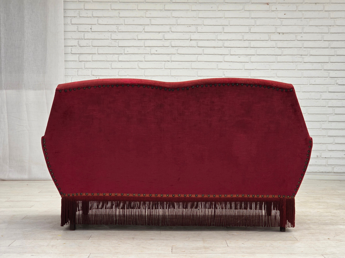 1970s, Danish 2-seater sofa, red furniture velour.