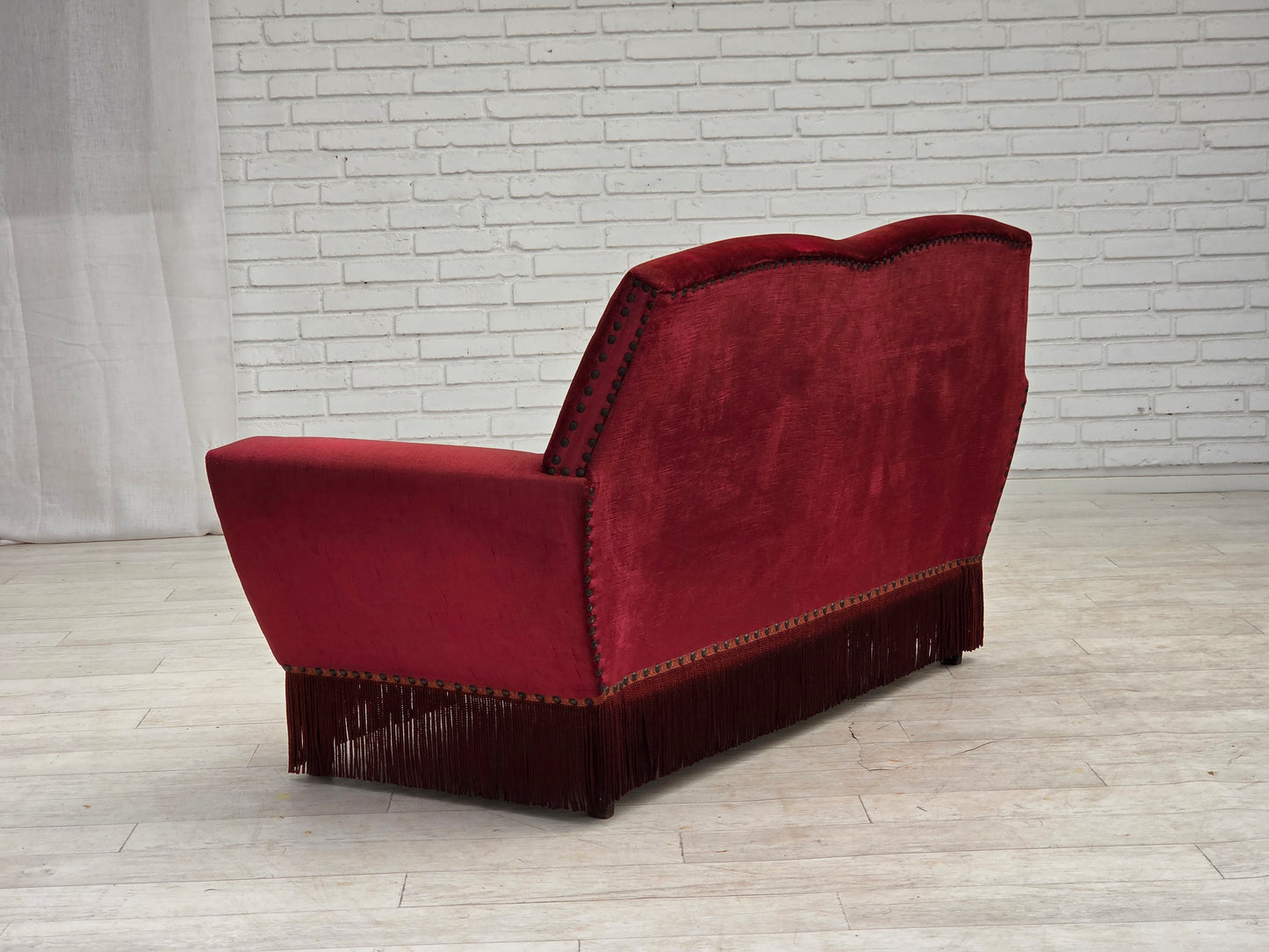 1970s, Danish 2-seater sofa, red furniture velour.