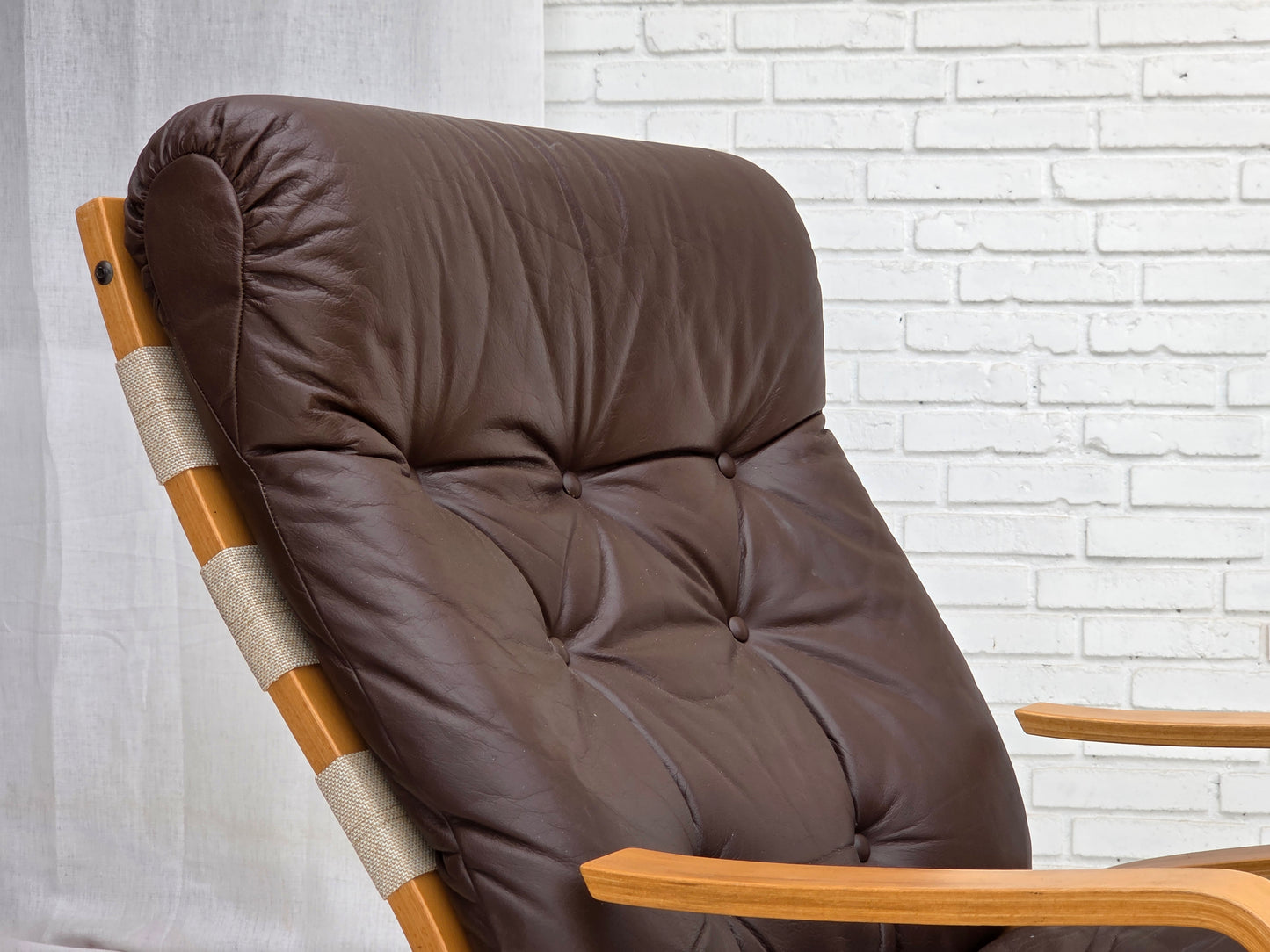 1970s, Norwegian design by Elsa & Nordahl Solheim, set of chair with stool.