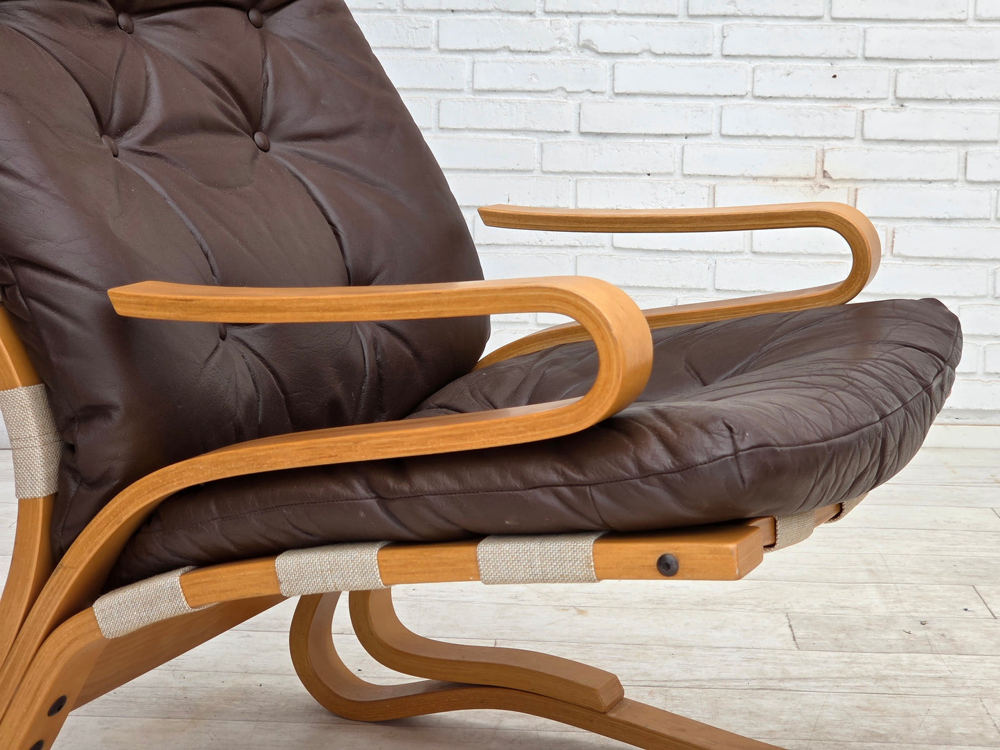 1970s, Norwegian design by Elsa & Nordahl Solheim, set of chair with stool.
