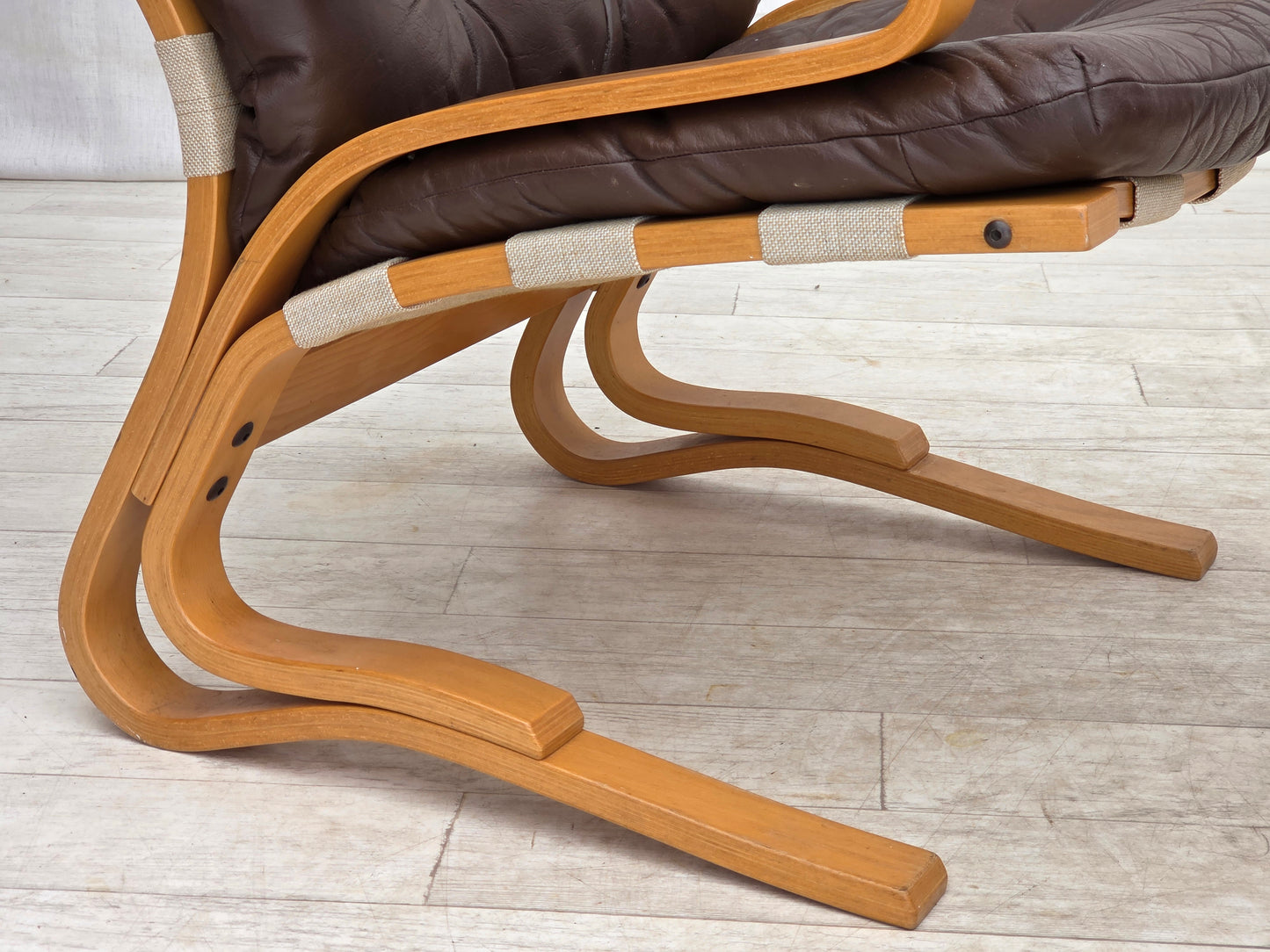 1970s, Norwegian design by Elsa & Nordahl Solheim, set of chair with stool.