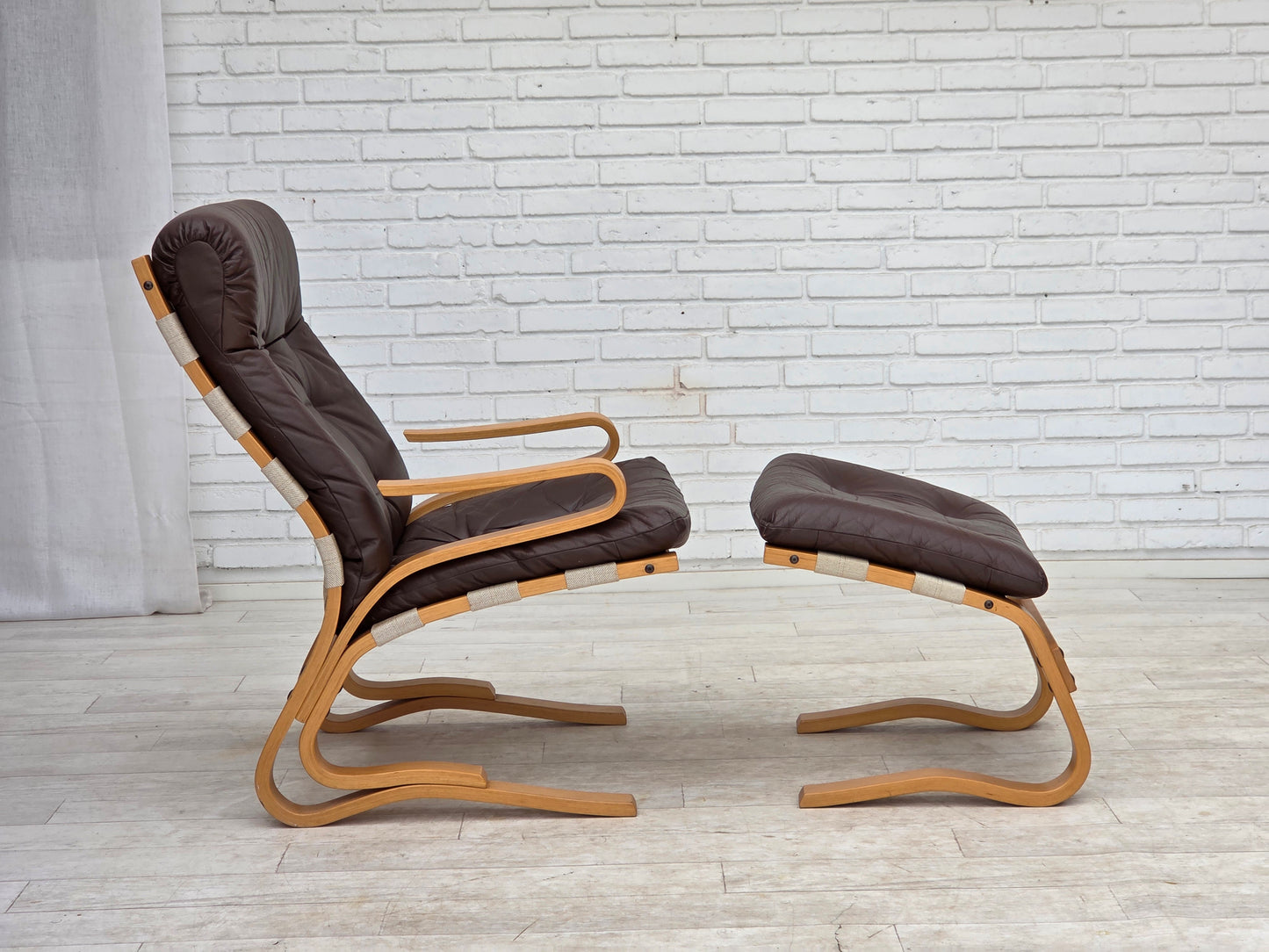 1970s, Norwegian design by Elsa & Nordahl Solheim, set of chair with stool.